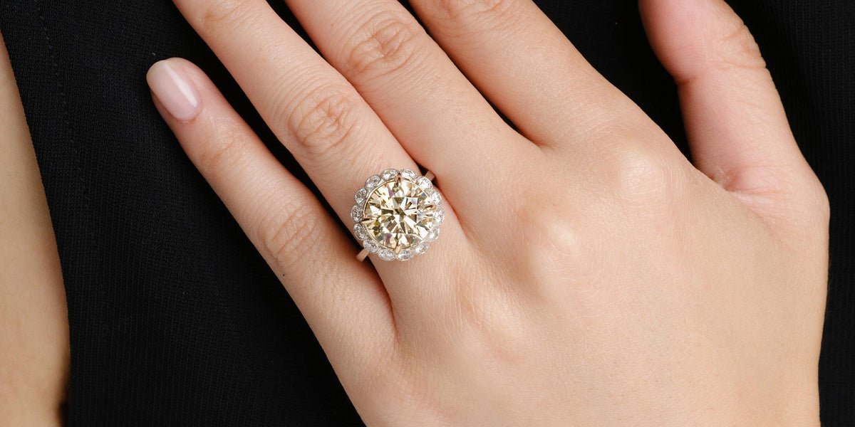 Estate GIA Certified 6 Carat Round Fancy Brown-Yellow Engagement Ring