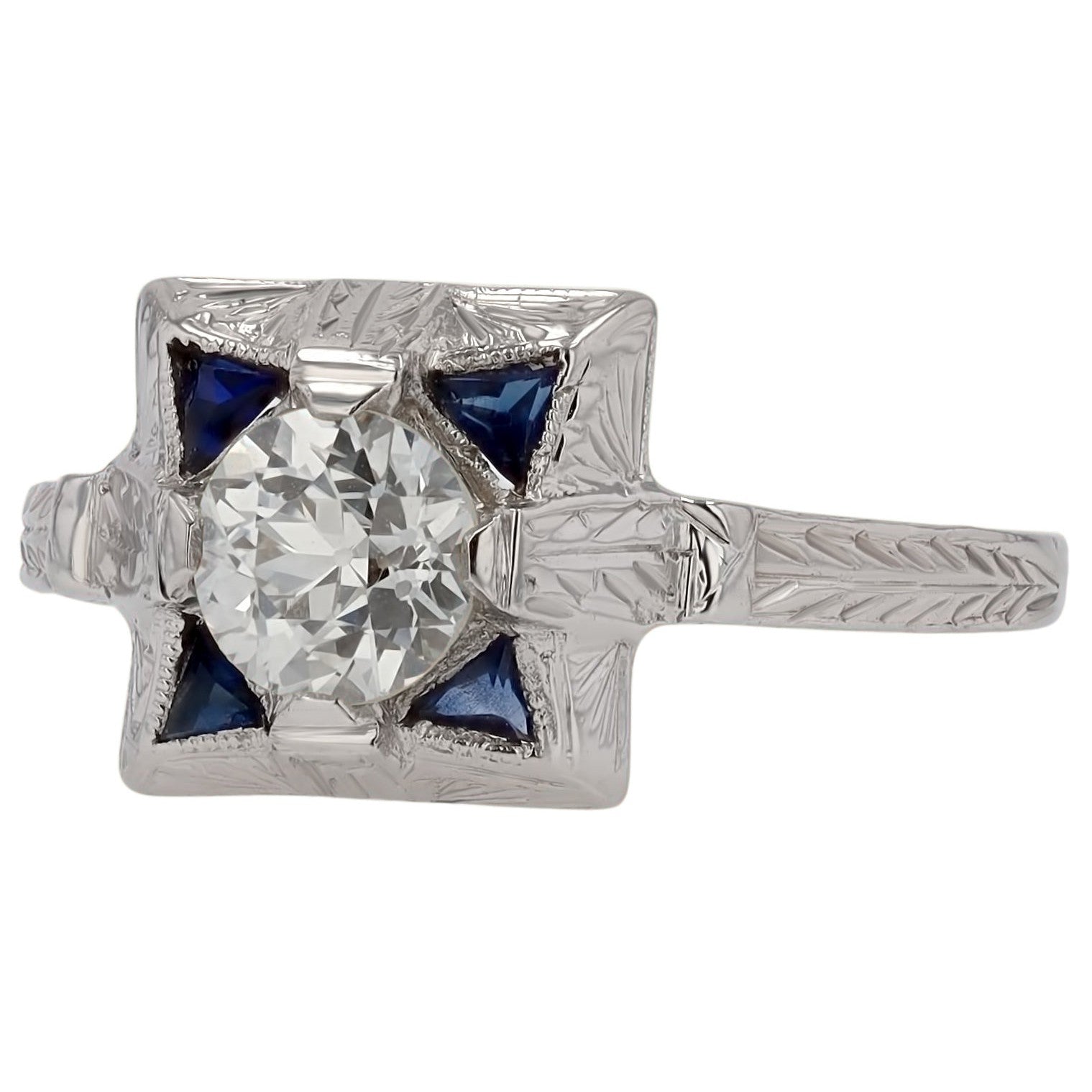 0.65ct Old European Cut Diamond Art Deco Engagement Ring