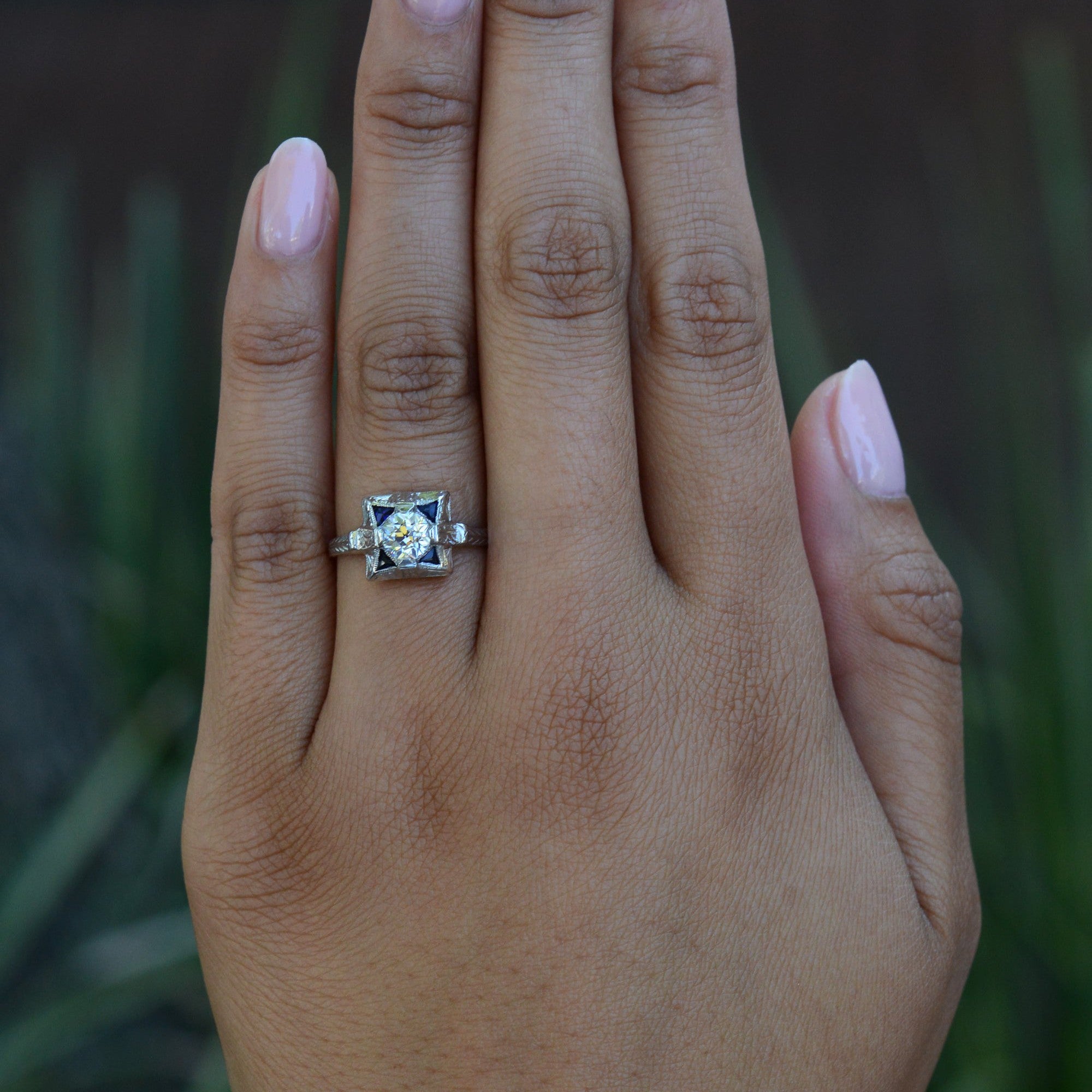 0.65ct Old European Cut Diamond Art Deco Engagement Ring