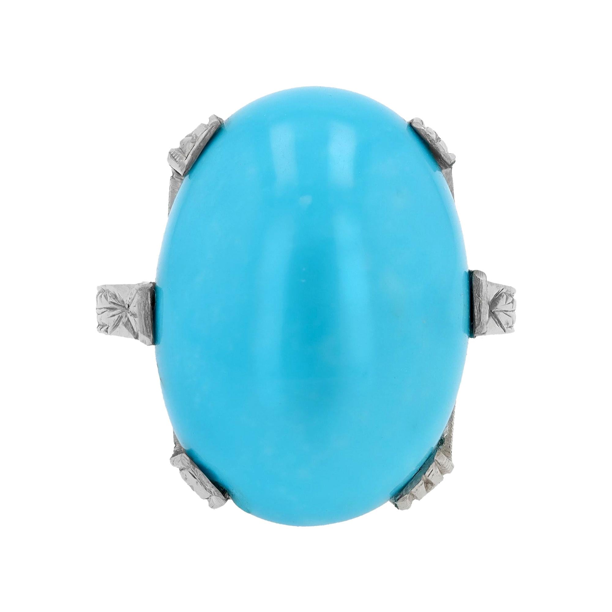 10.10ct Sleeping Beauty Turquoise Art Deco Estate Ring