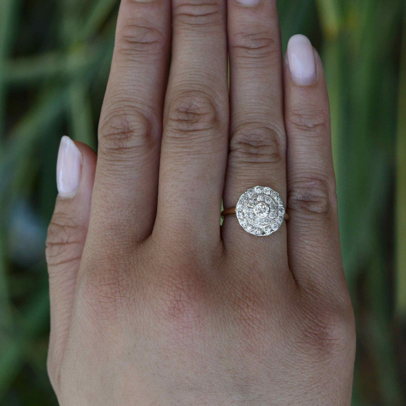 100 Year Old Victorian Diamond Cluster Engagement Ring