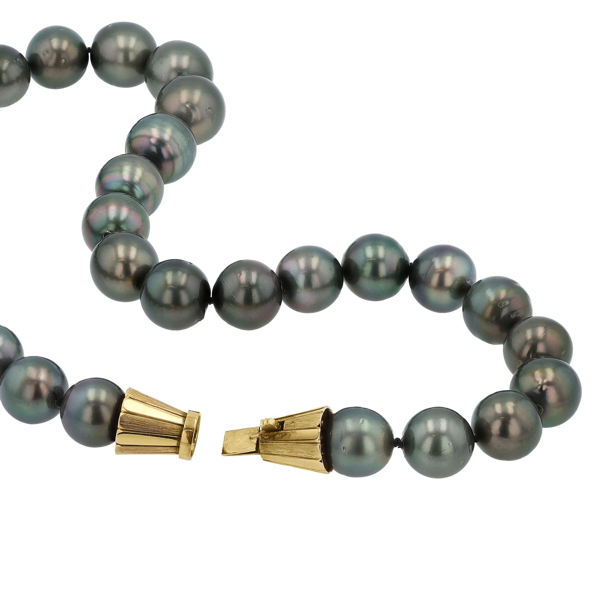 12-14mm Black Tahitian Pearl Strand with 14k Vintage Clasp