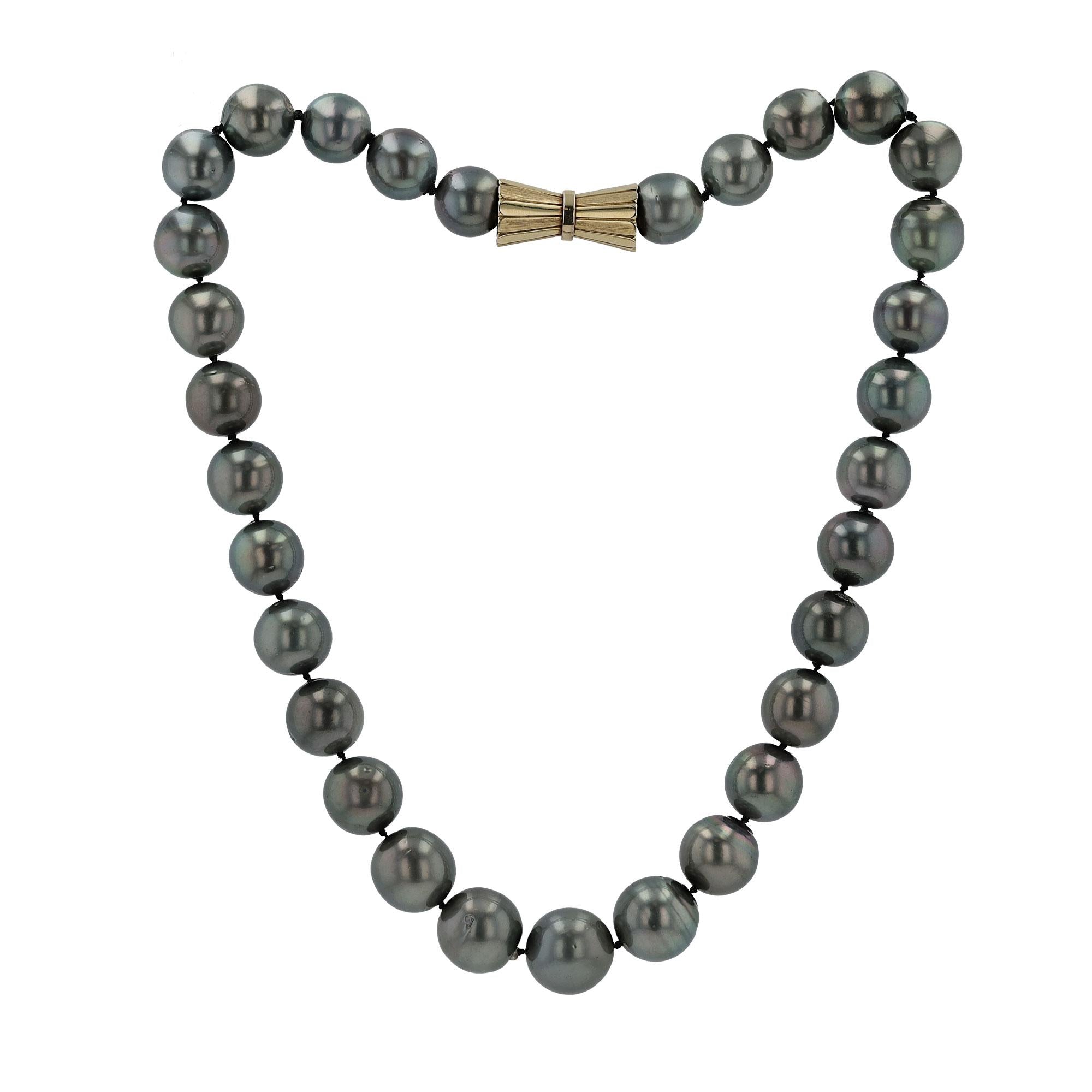 12-14mm Black Tahitian Pearl Strand with 14k Vintage Clasp