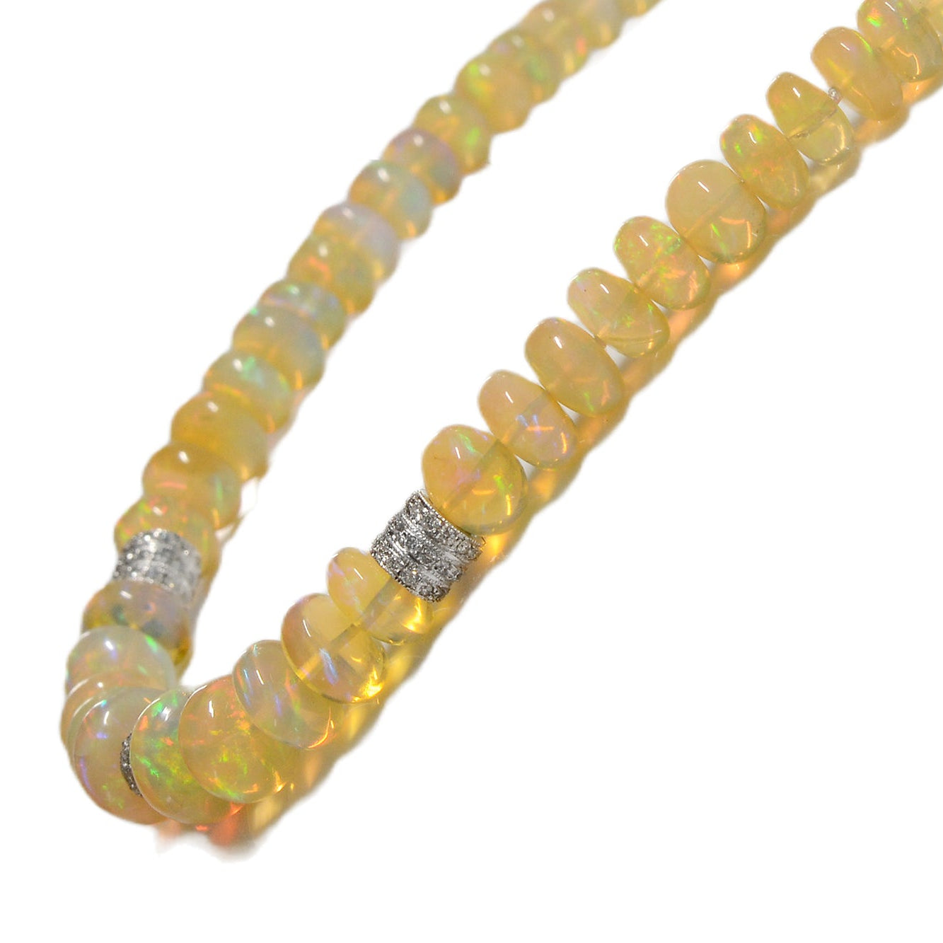 125 Carat Opal Beads & Diamond Necklace