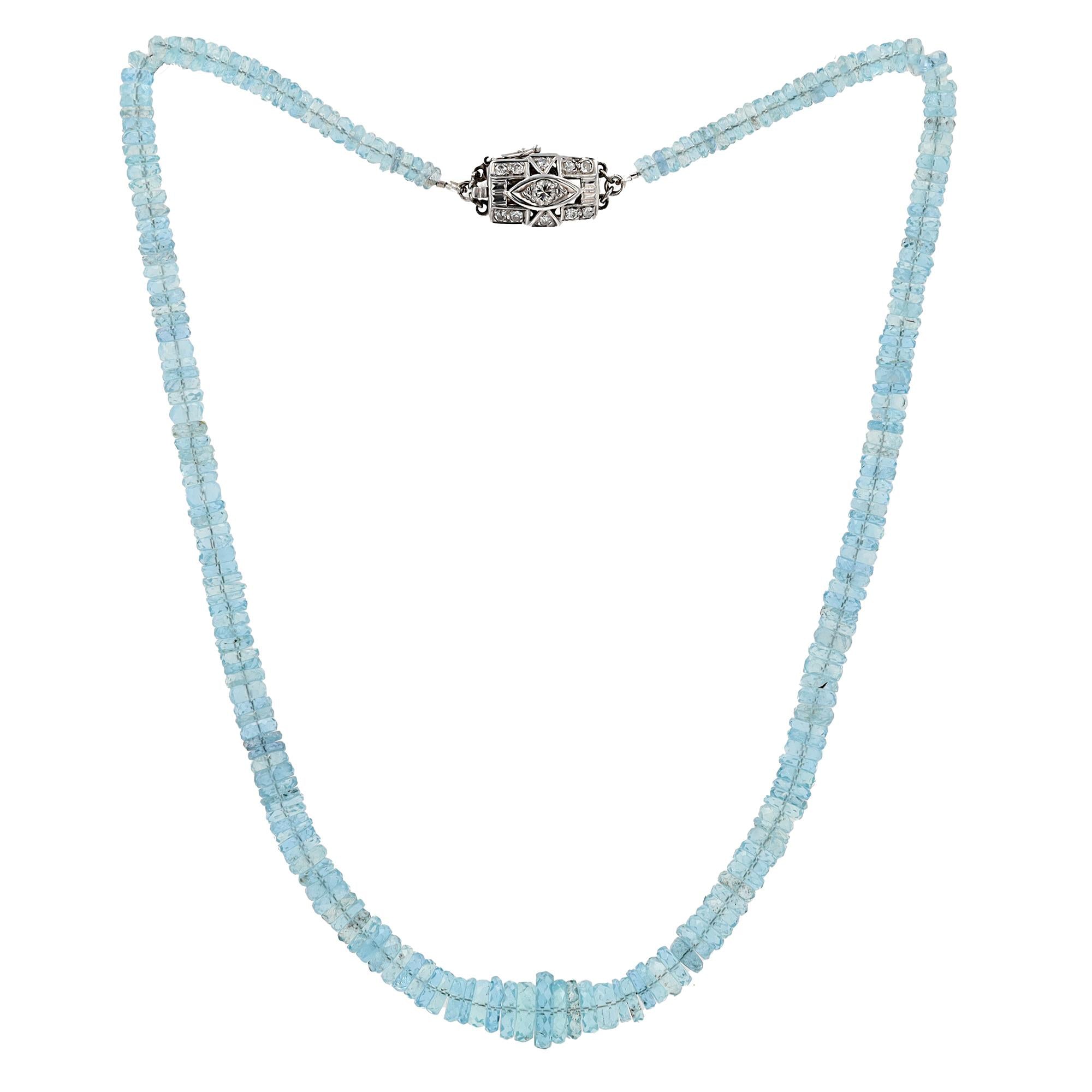145 Carats Aquamarine Strand Beaded Necklace