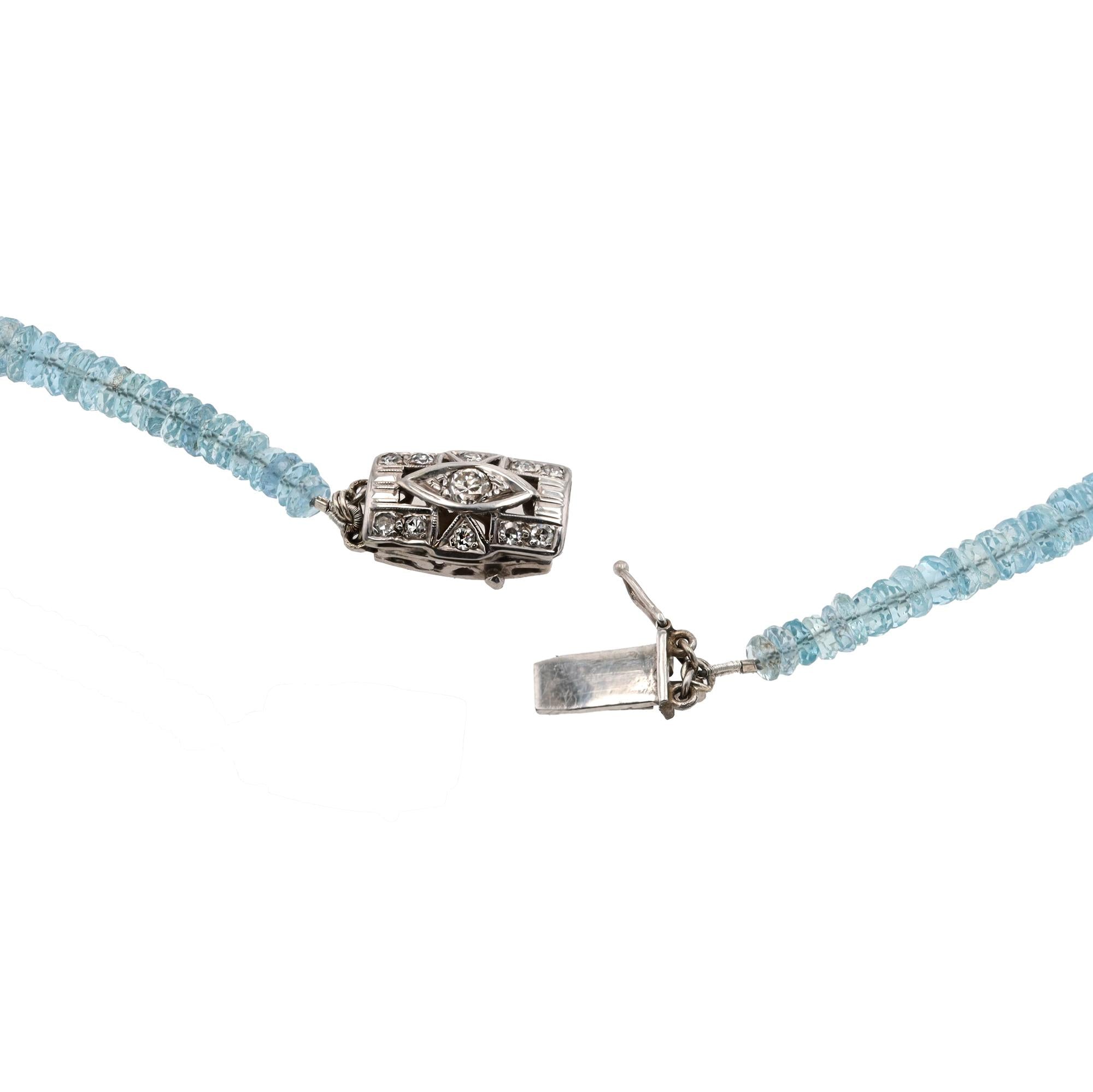 145 Carats Aquamarine Strand Beaded Necklace