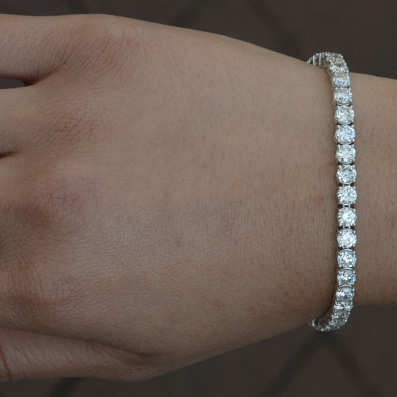 14.23 Carats Round Diamond Tennis Bracelet