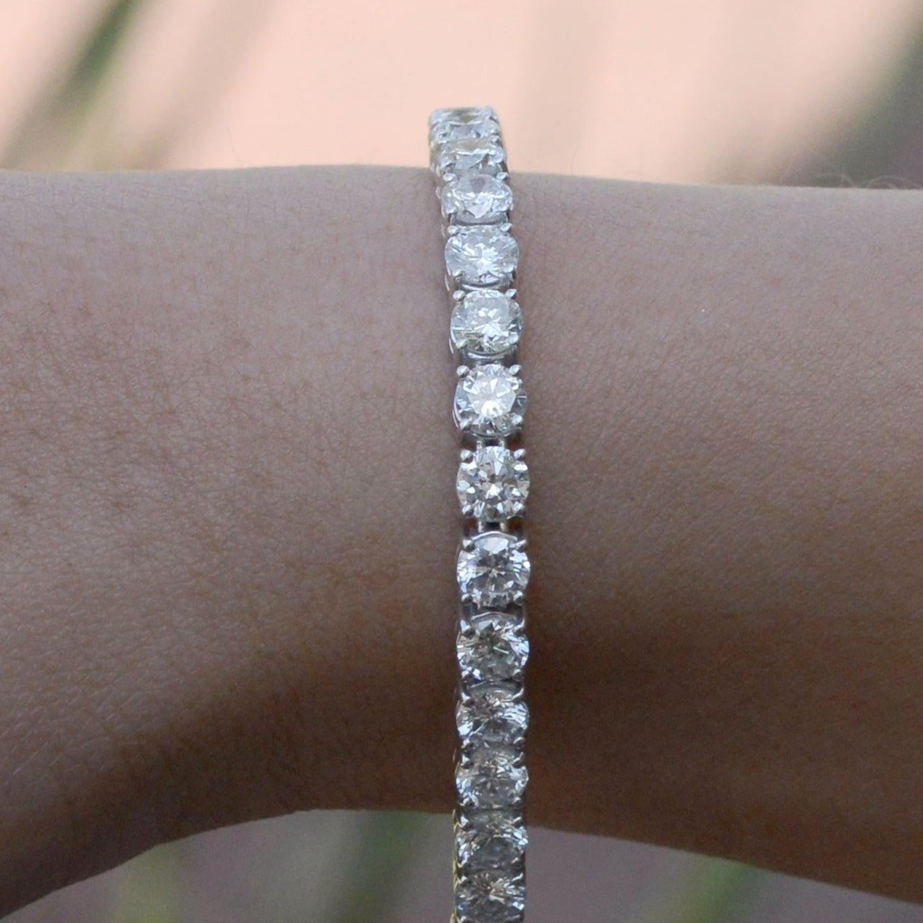 14.23 Carats Round Diamond Tennis Bracelet