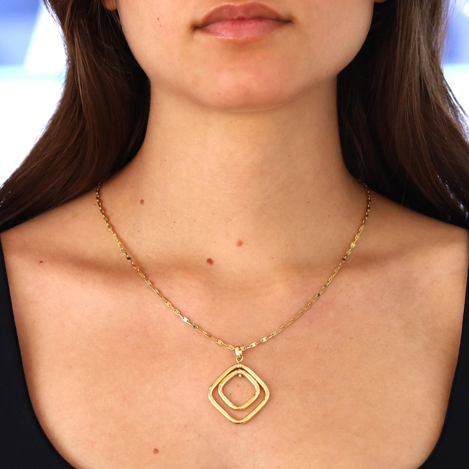 Vintage Italian 14k Gold Vintage Articulating Pendant Necklace