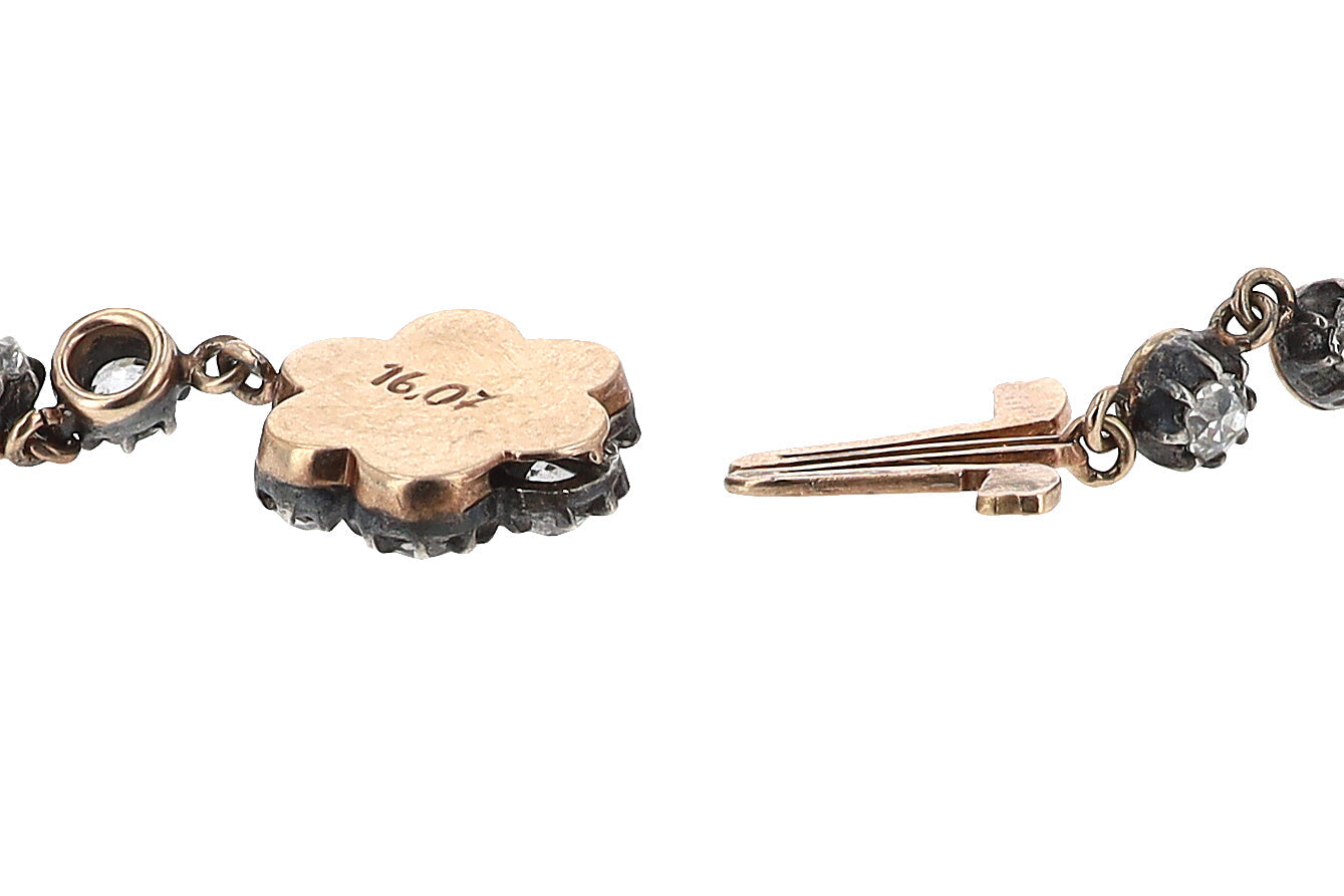 16 Carat Old Mine Cut Diamond Victorian Style Riviere' Necklace