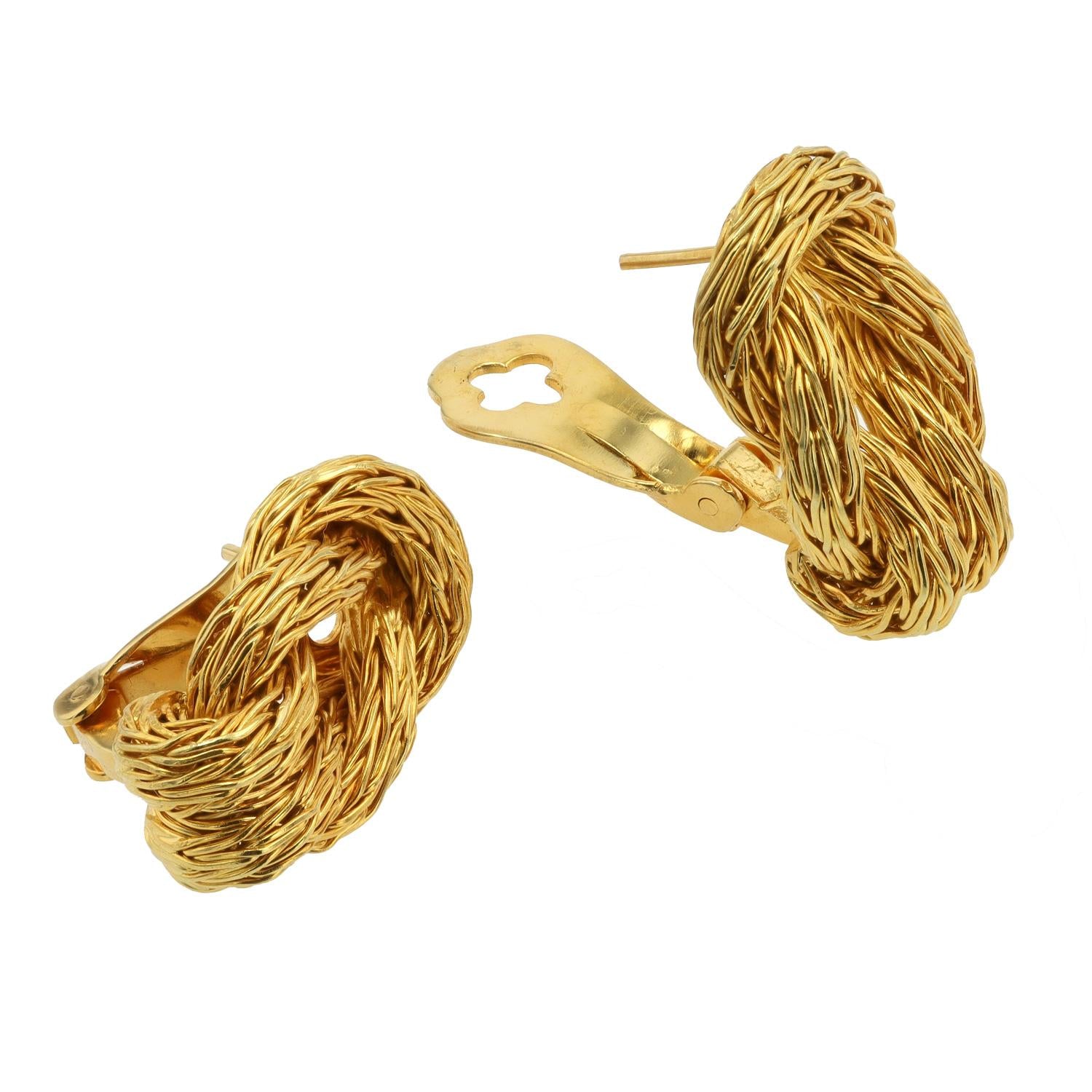 Vintage Hollywood Glam 18K Gold Byzantine Hercules Knot Earrings