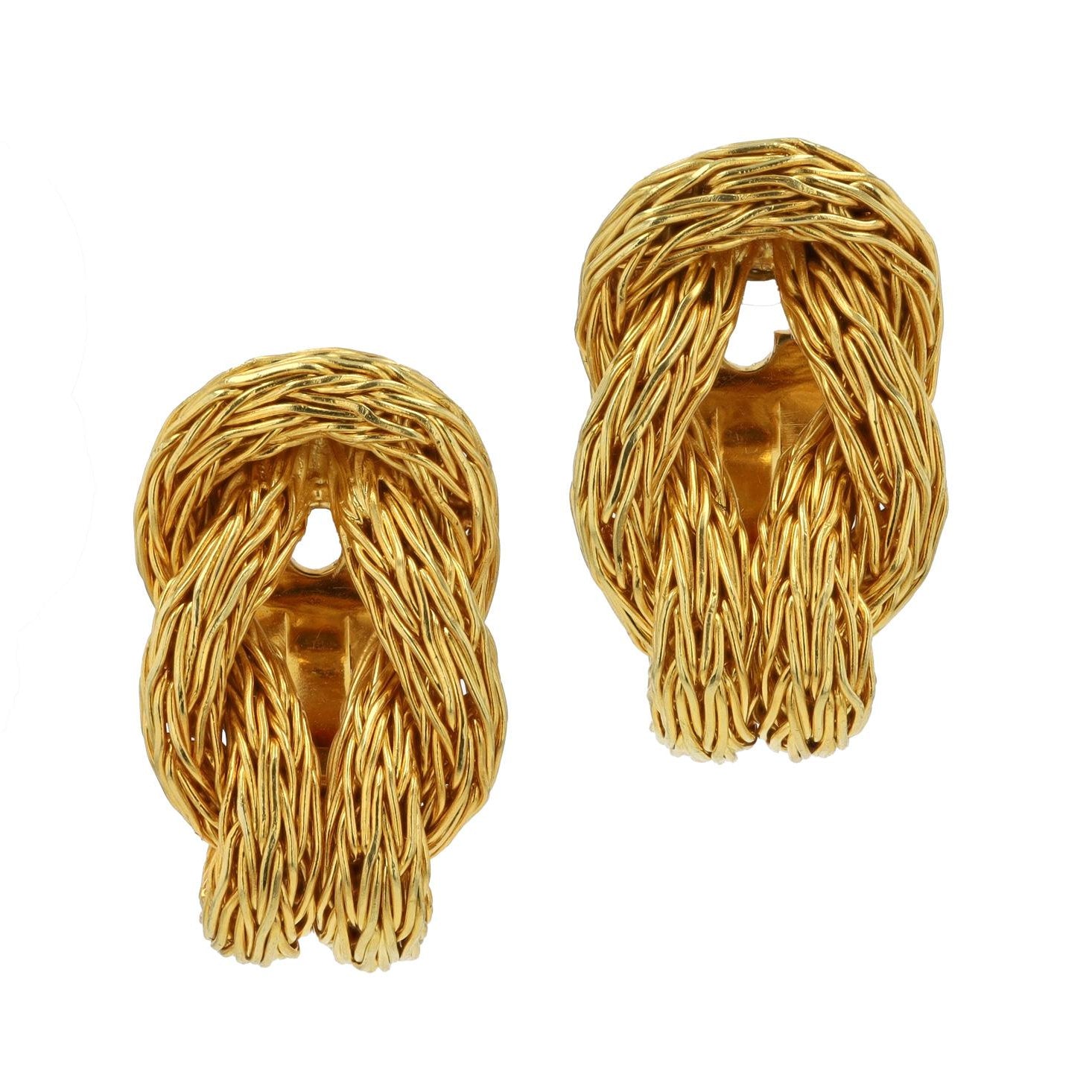 Vintage Hollywood Glam 18K Gold Byzantine Hercules Knot Earrings