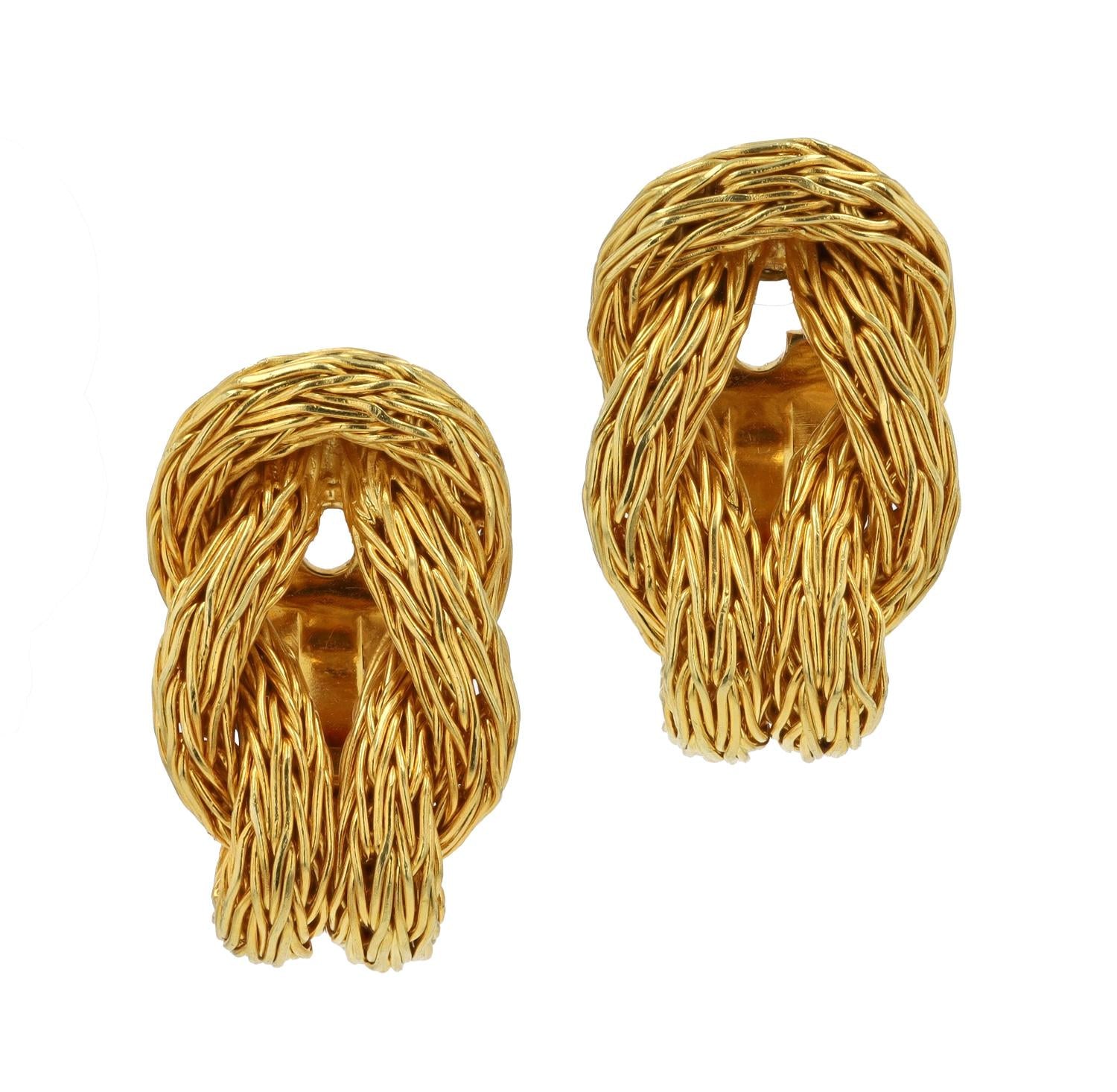 Vintage Hollywood Glam 18K Gold Byzantine Hercules Knot Earrings