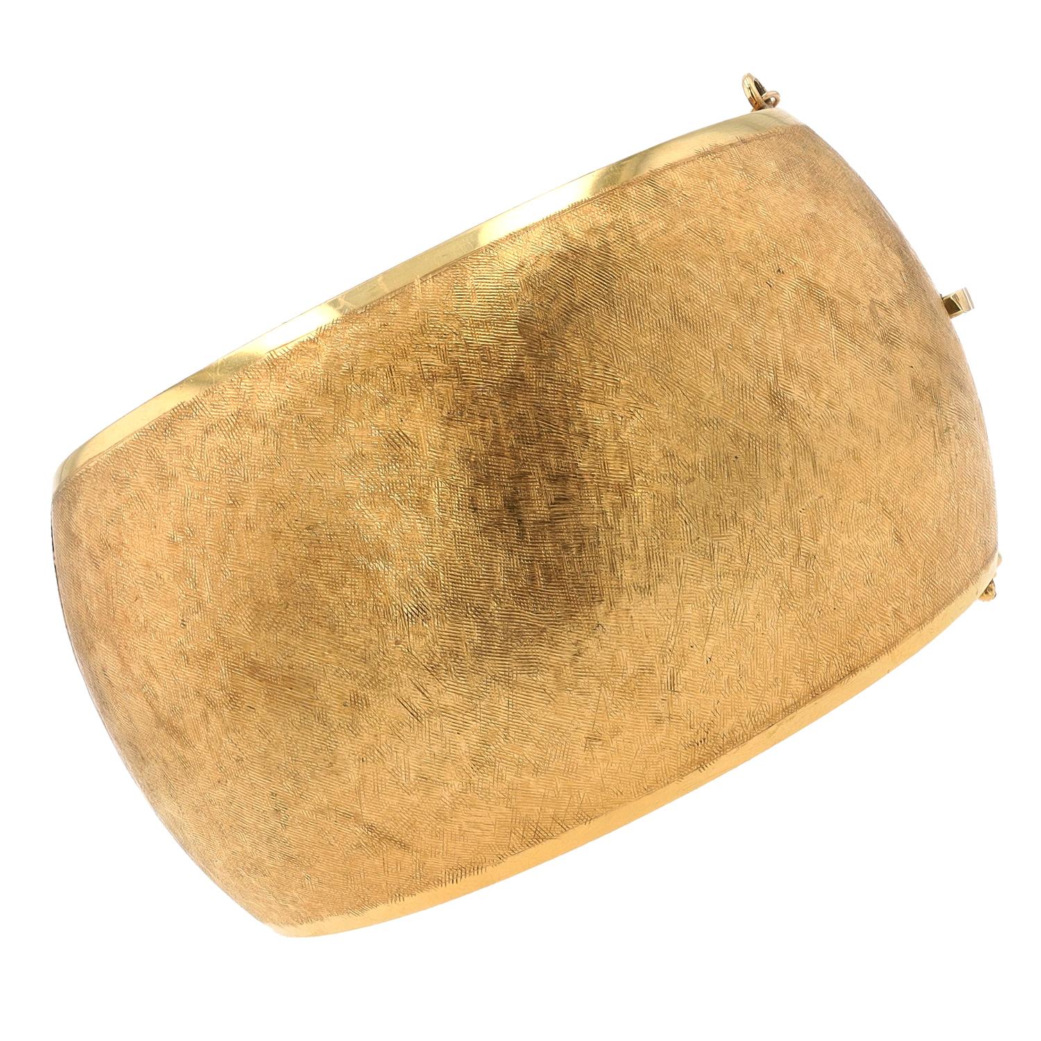 Giant Wide Italian 18K Brushed Gold Bangle Bracelet