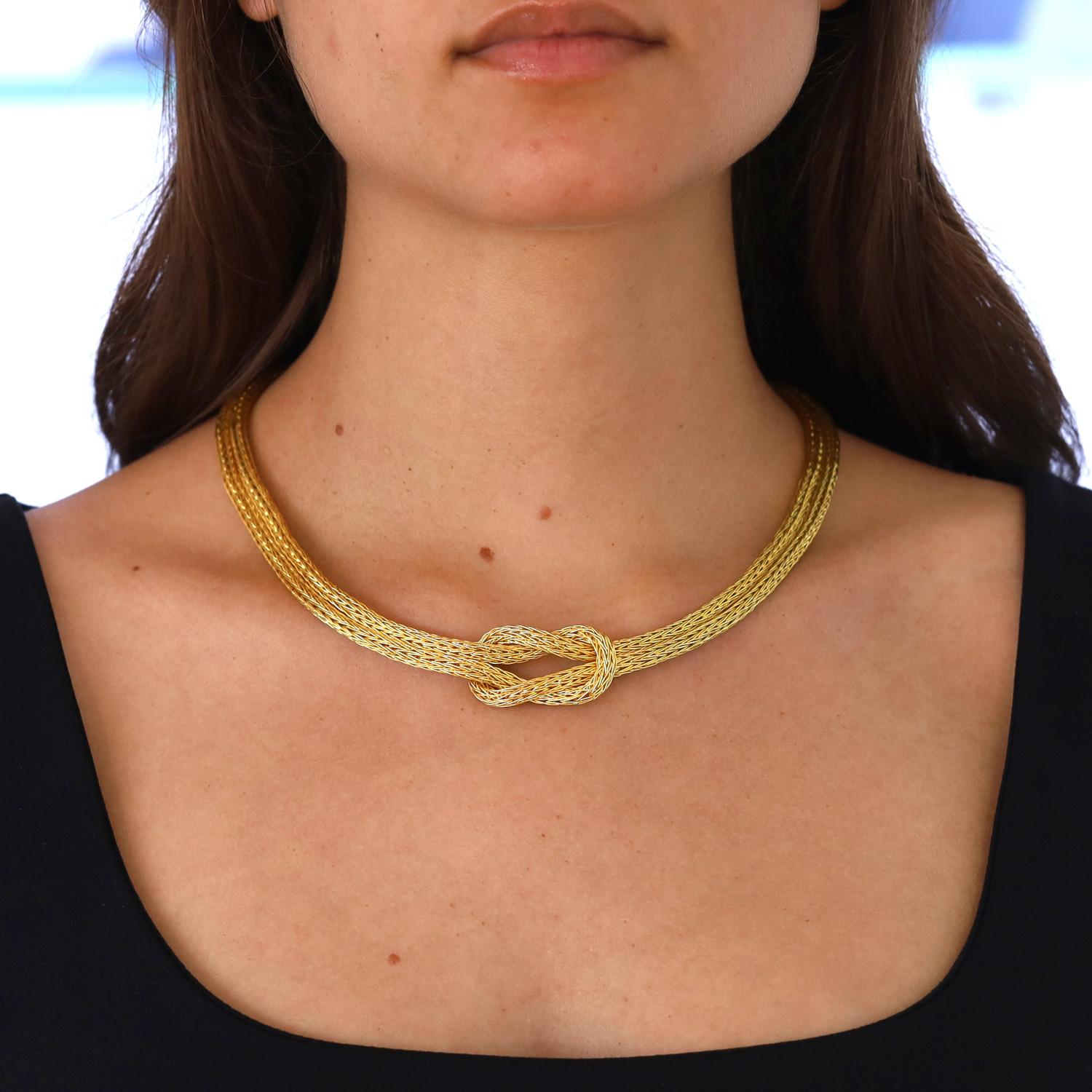 Estate 18k Gold Byzantine Etruscan Hercules Knot Heavy Rope Necklace