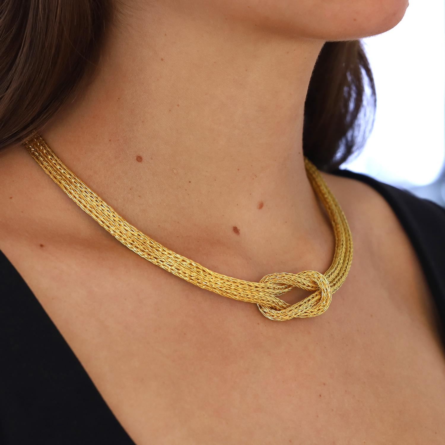 Estate 18k Gold Byzantine Etruscan Hercules Knot Heavy Rope Necklace