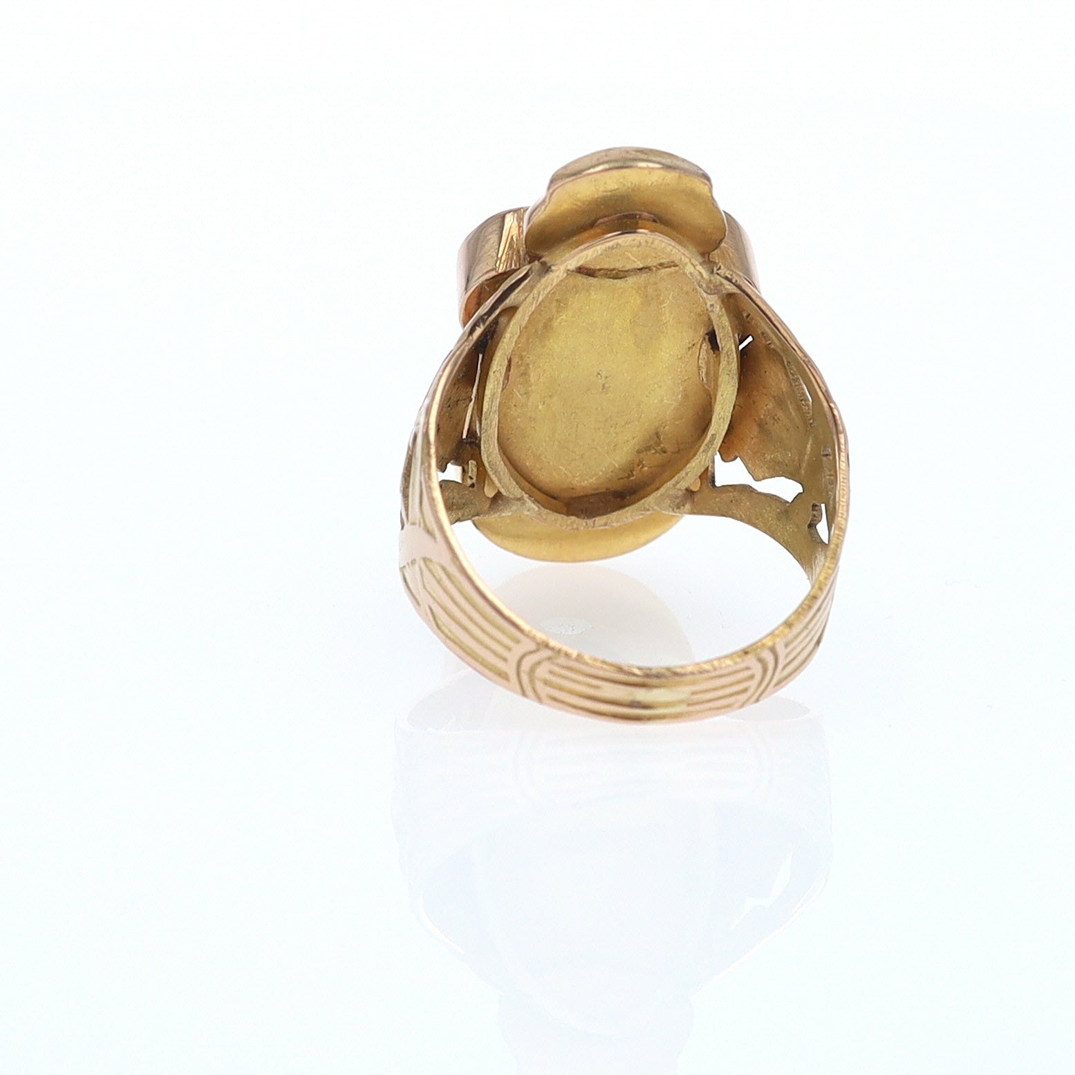 18K Gold Egyptian Revival Turquoise Scarab Ring