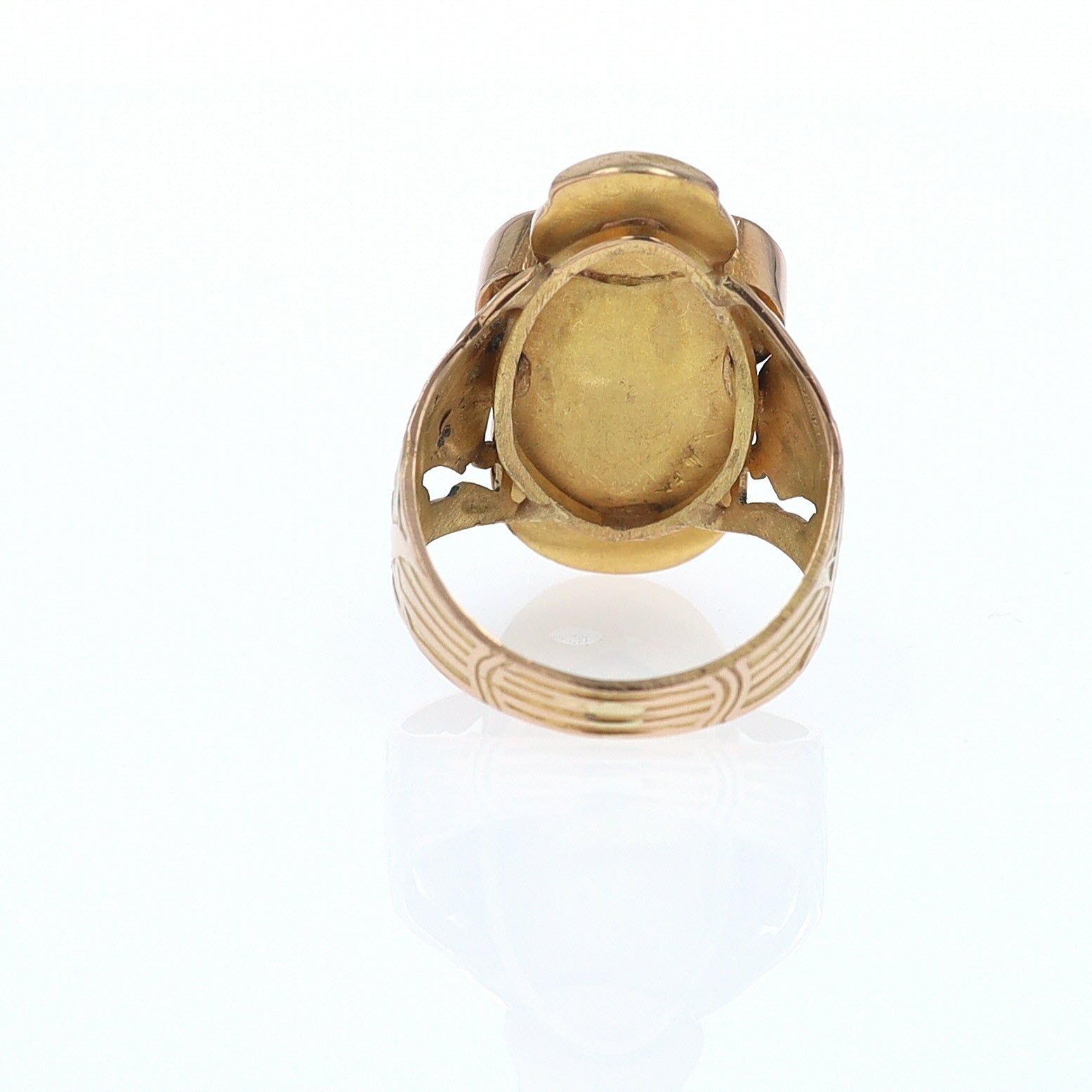 18K Gold Egyptian Revival Turquoise Scarab Ring