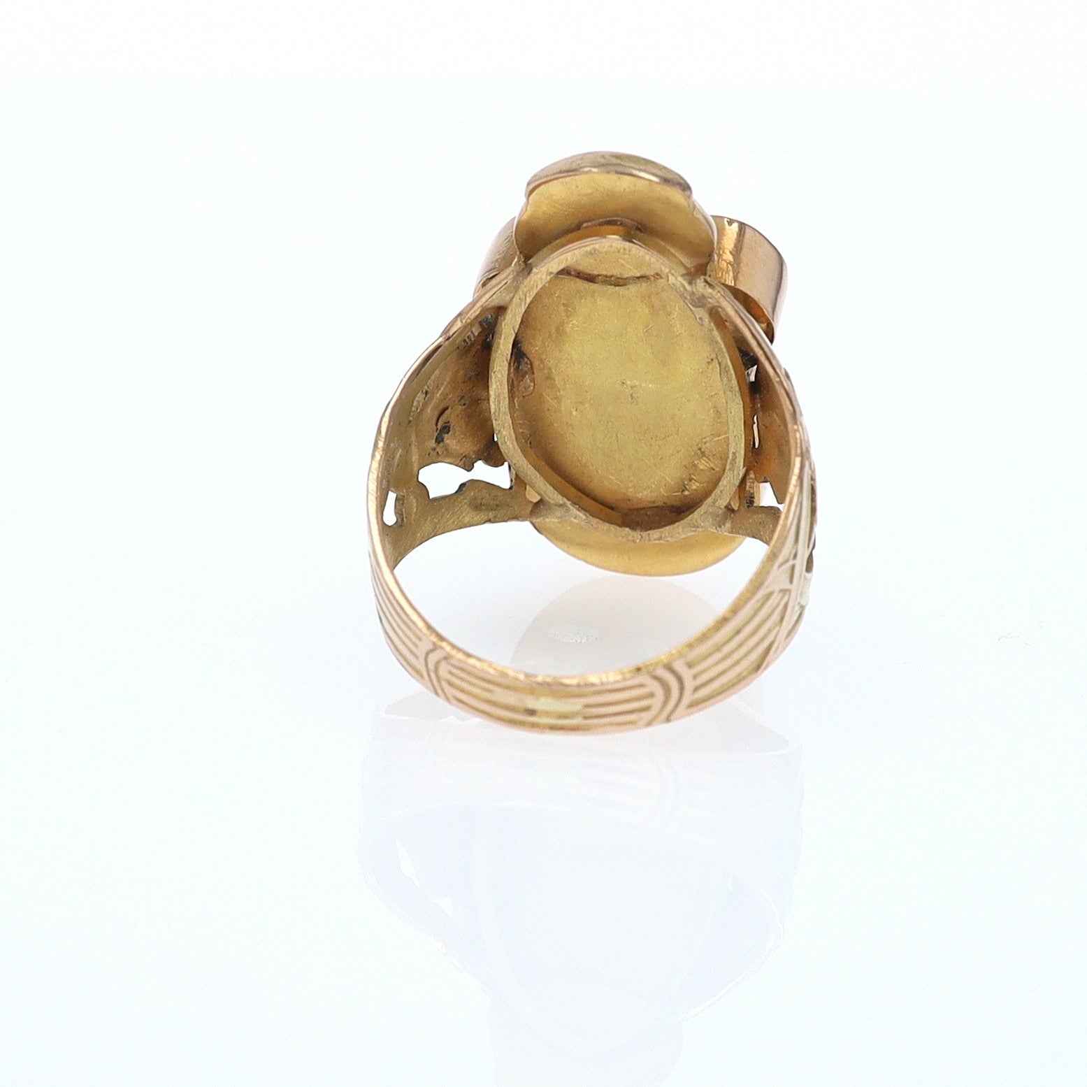 18K Gold Egyptian Revival Turquoise Scarab Ring