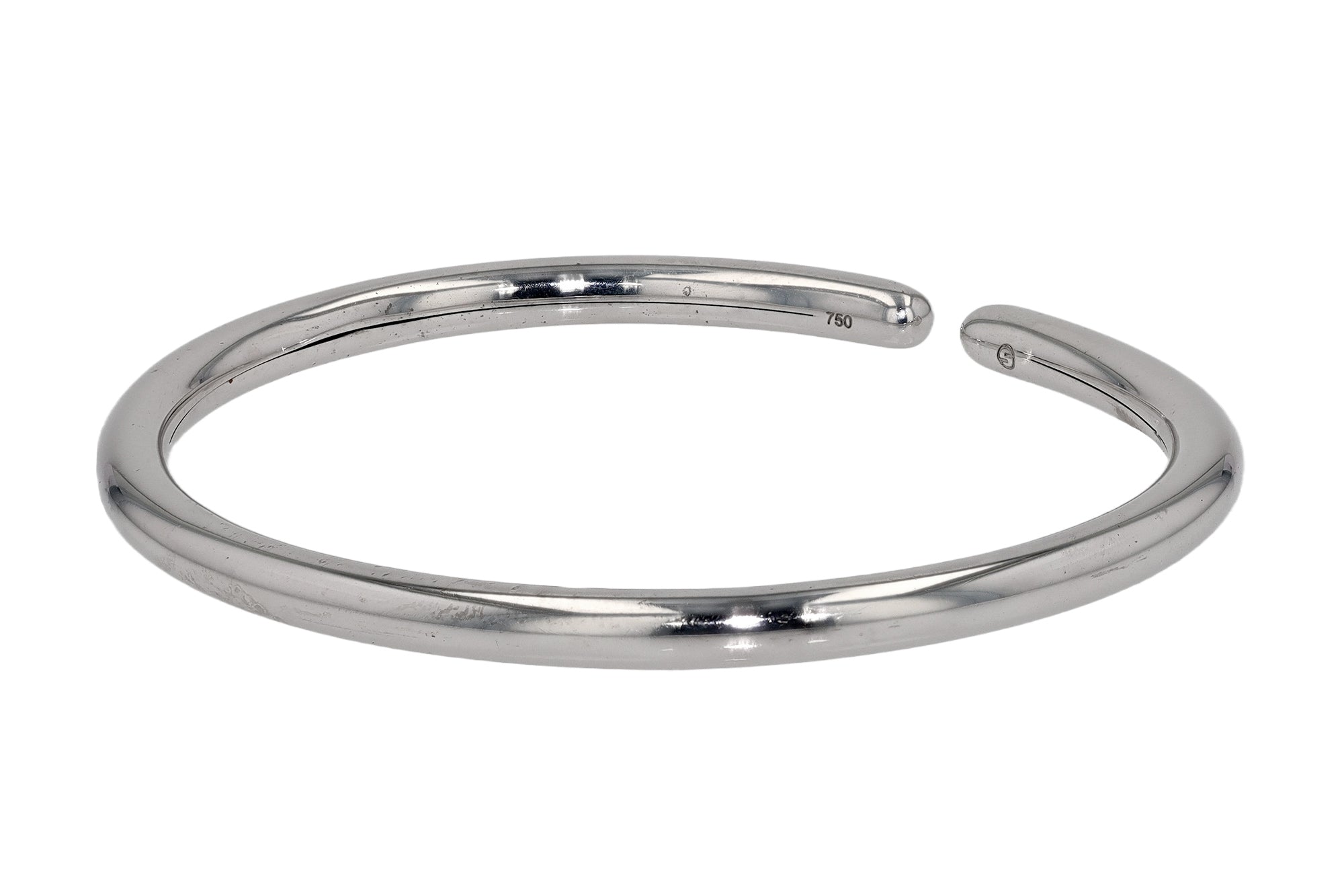 18k White Gold Modern Cuff Bangle Bracelet