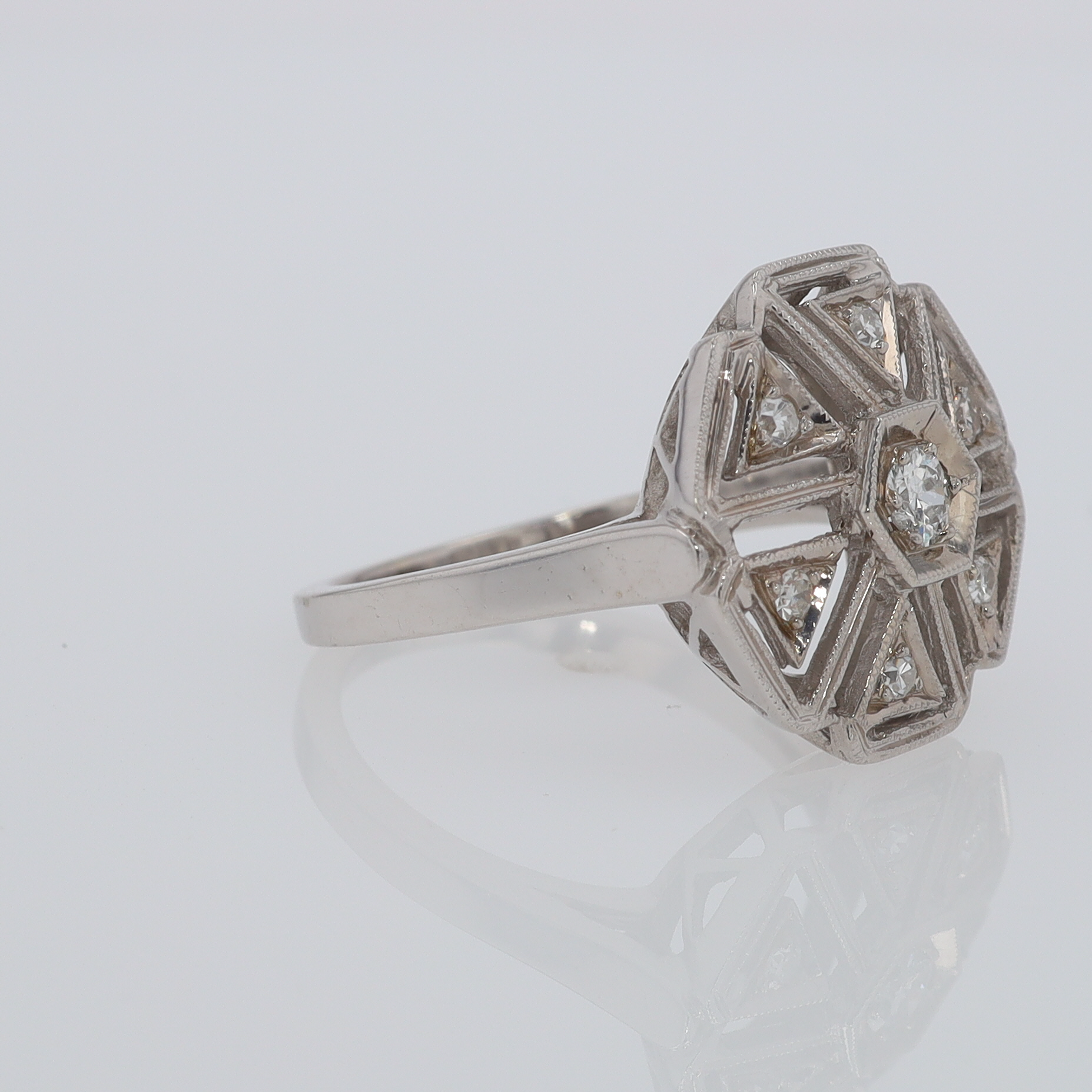 1920's Art Deco Diamond Cluster Engagement Ring