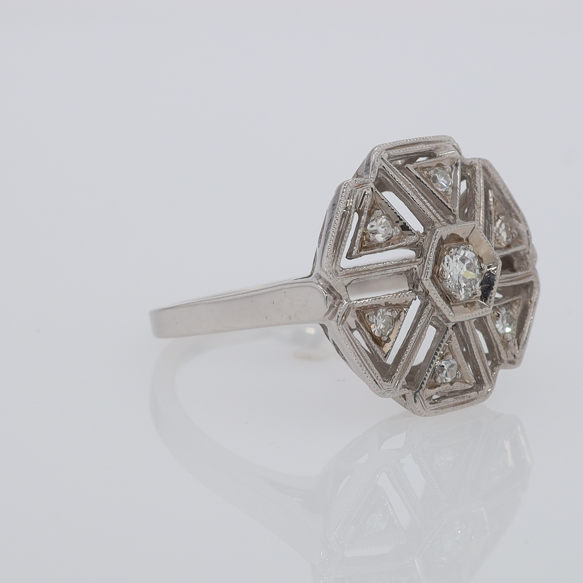 1920's Art Deco Diamond Cluster Engagement Ring