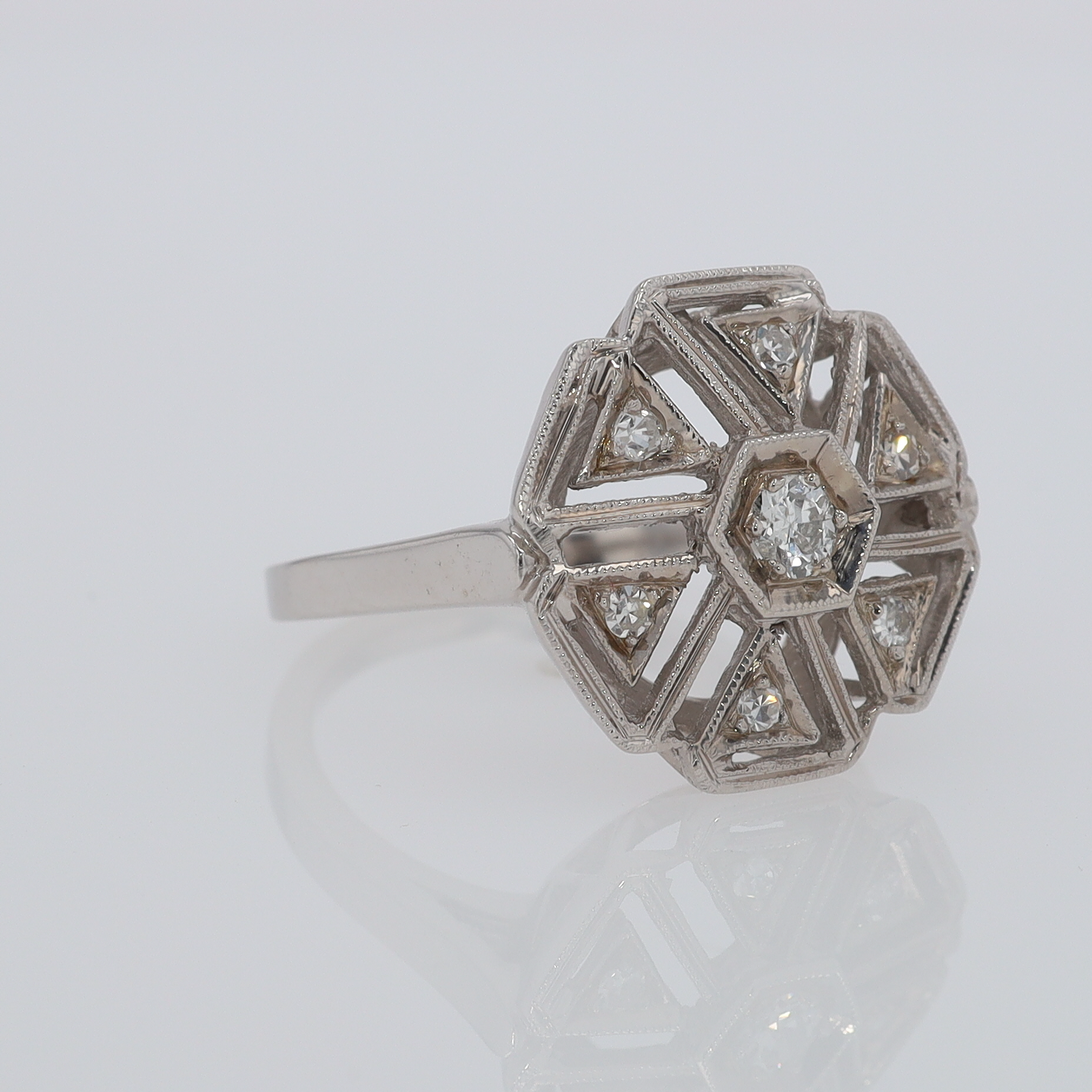 1920's Art Deco Diamond Cluster Engagement Ring