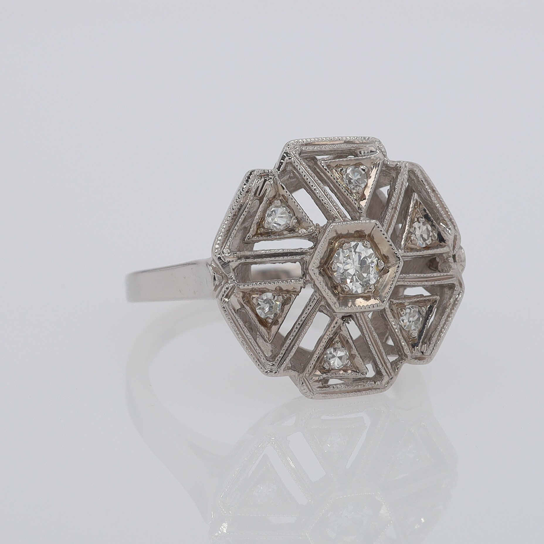 1920's Art Deco Diamond Cluster Engagement Ring