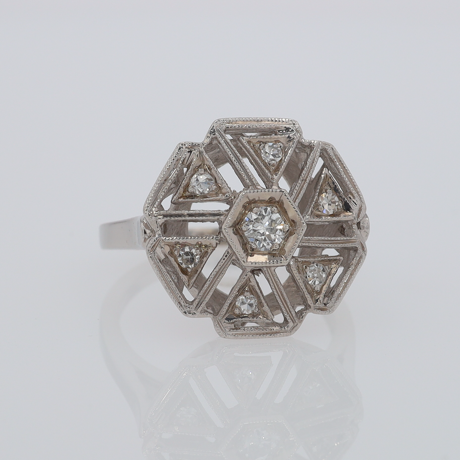 1920's Art Deco Diamond Cluster Engagement Ring