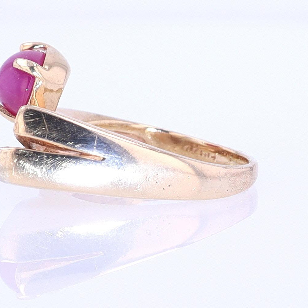 1950s Mid Century Space Age Pink Star Sapphire Cocktail Ring