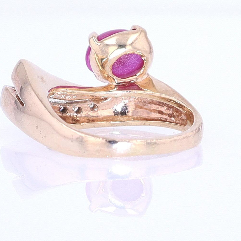1950s Mid Century Space Age Pink Star Sapphire Cocktail Ring