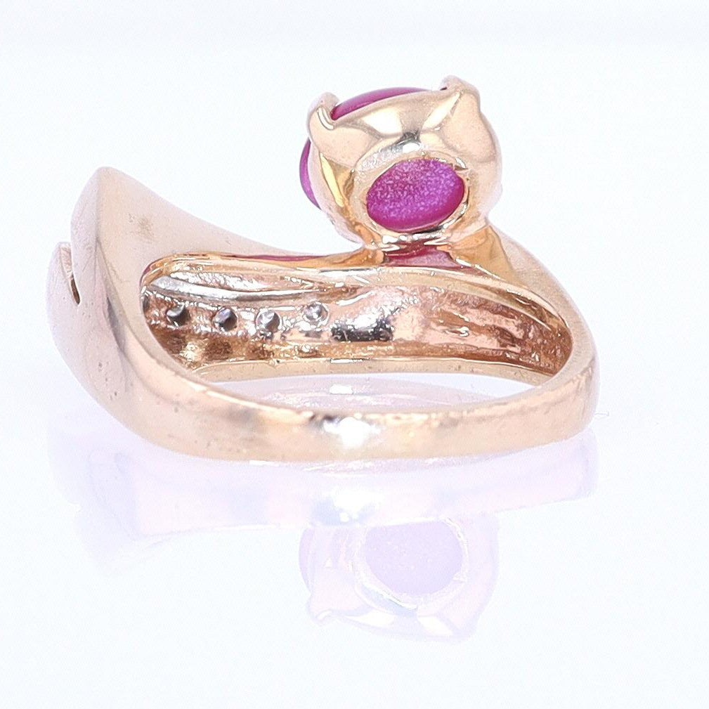 1950s Mid Century Space Age Pink Star Sapphire Cocktail Ring