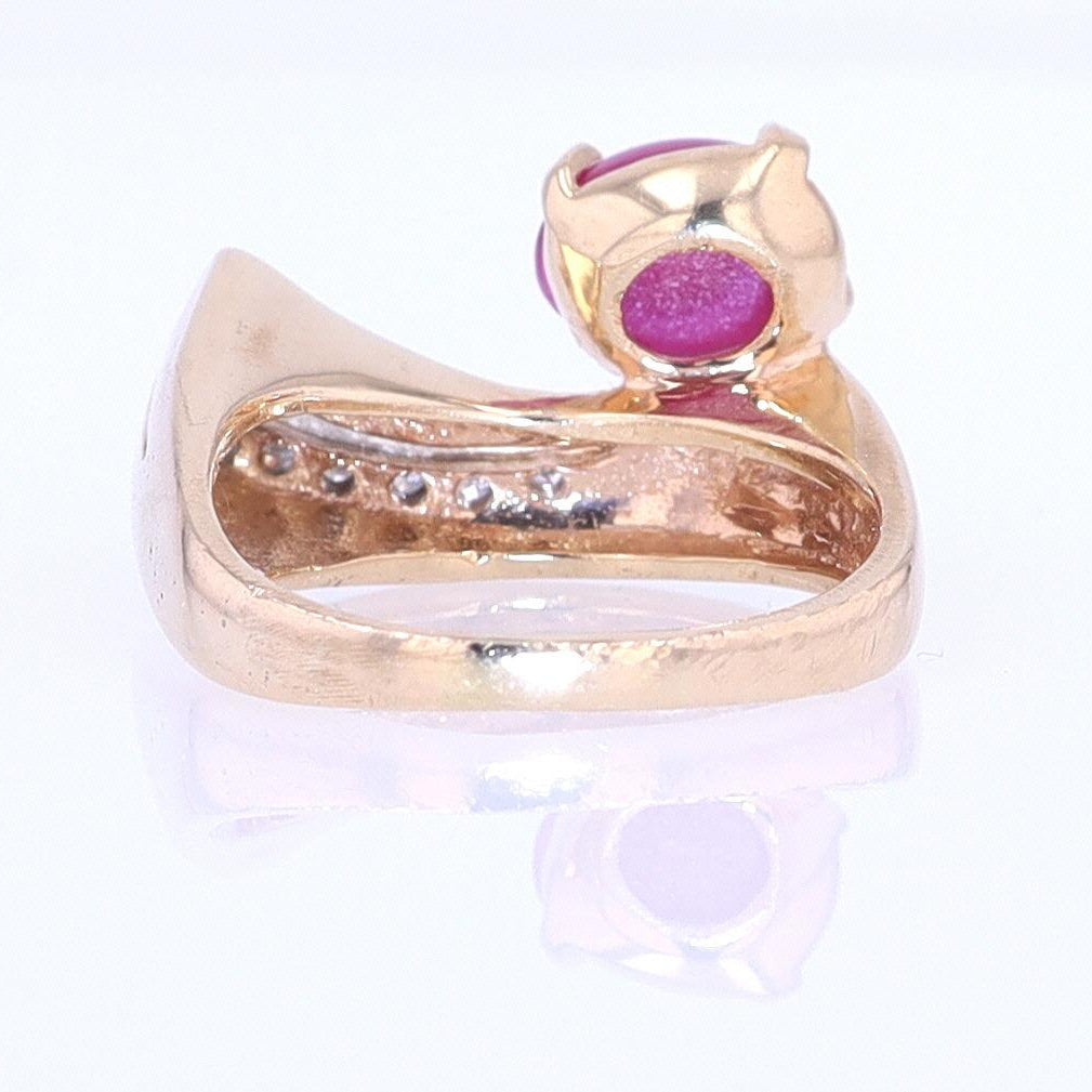 1950s Mid Century Space Age Pink Star Sapphire Cocktail Ring