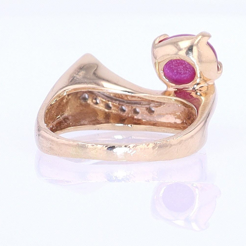 1950s Mid Century Space Age Pink Star Sapphire Cocktail Ring