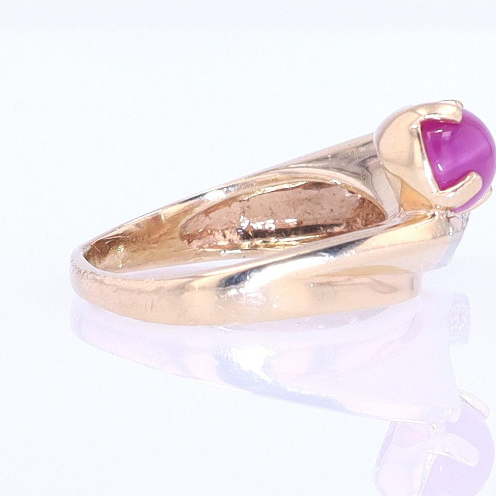 1950s Mid Century Space Age Pink Star Sapphire Cocktail Ring