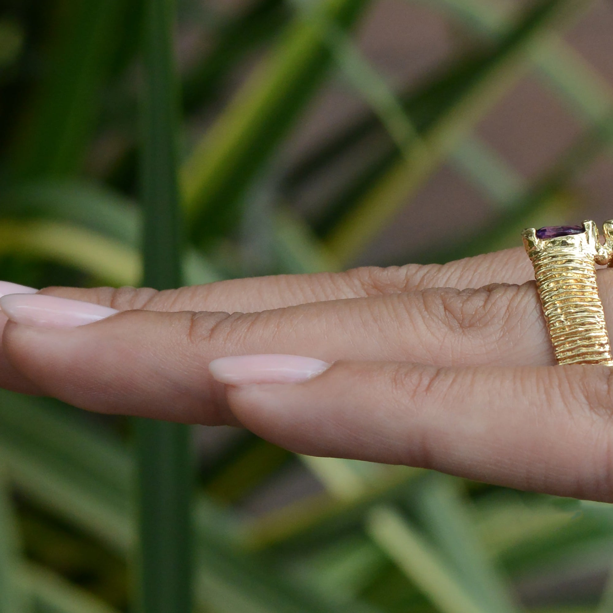 1960s Brutalist Amethyst & Peridot Toi Et Moi Ring