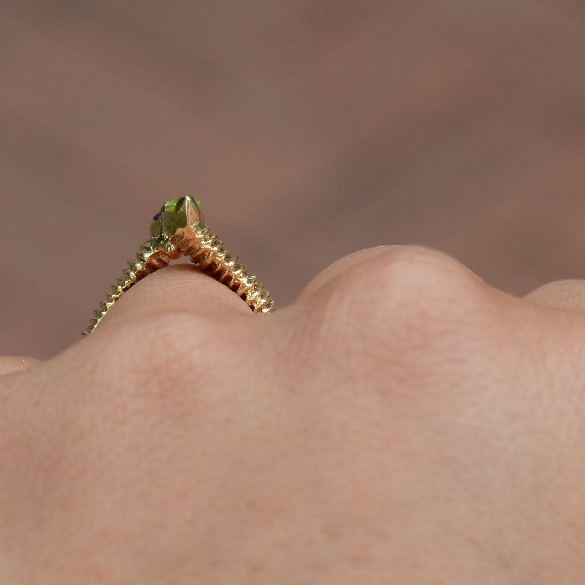 1960s Brutalist Amethyst & Peridot Toi Et Moi Ring