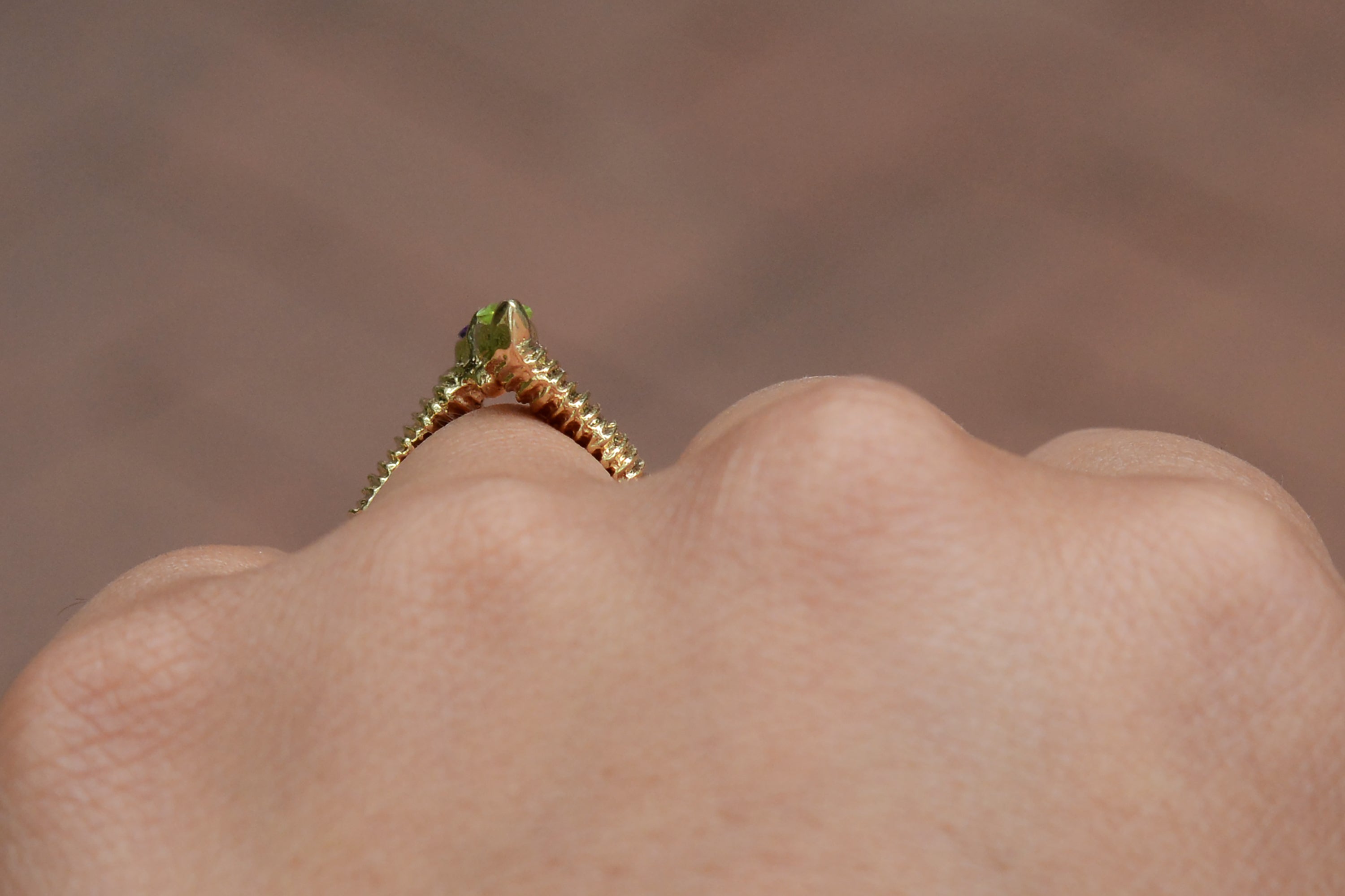 1960s Brutalist Amethyst & Peridot Toi Et Moi Ring