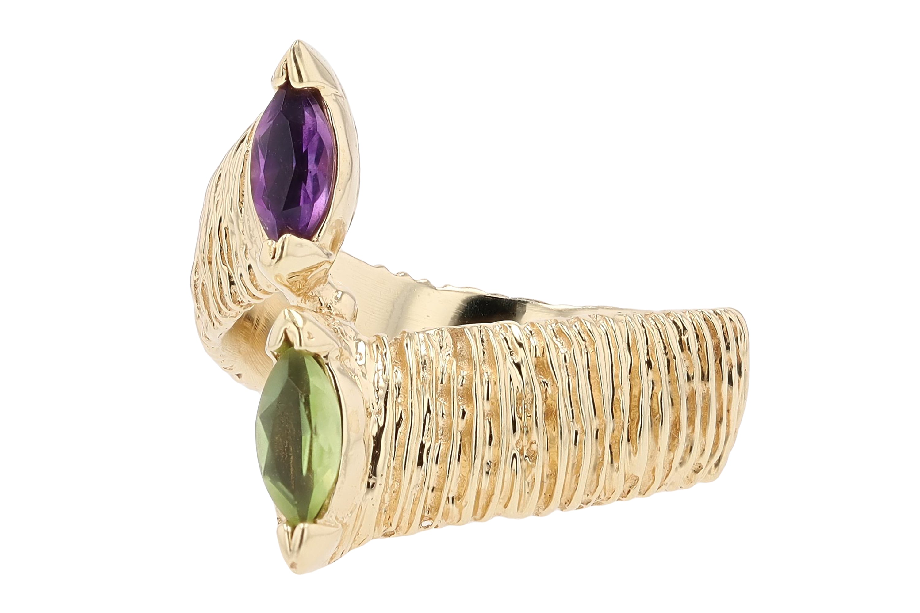 1960s Brutalist Amethyst & Peridot Toi Et Moi Ring