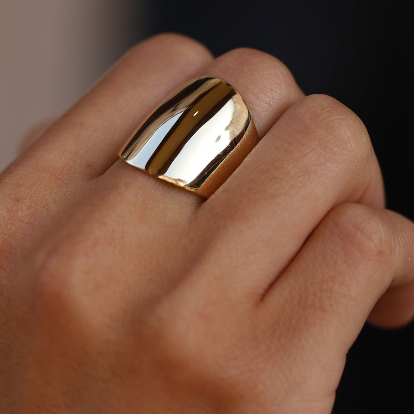 1960s Vintage 14k Yellow Gold Shield Cocktail Ring