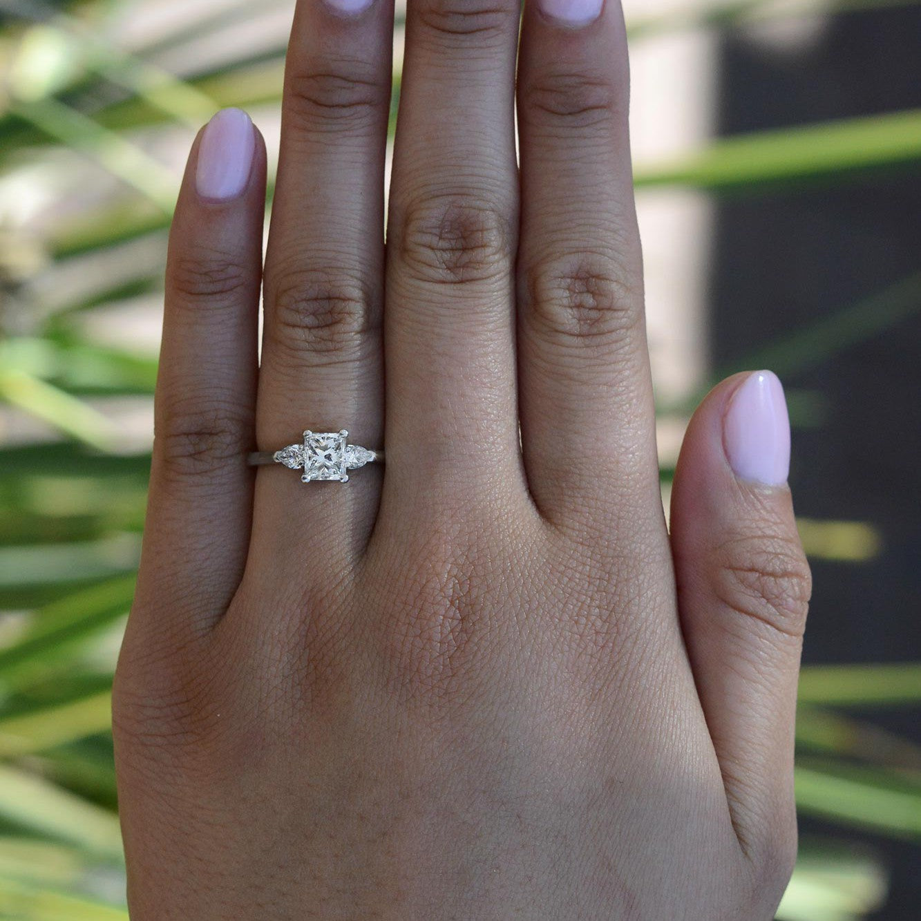 1.08 Carat Princess Cut Diamond 3 Stone Engagement Ring