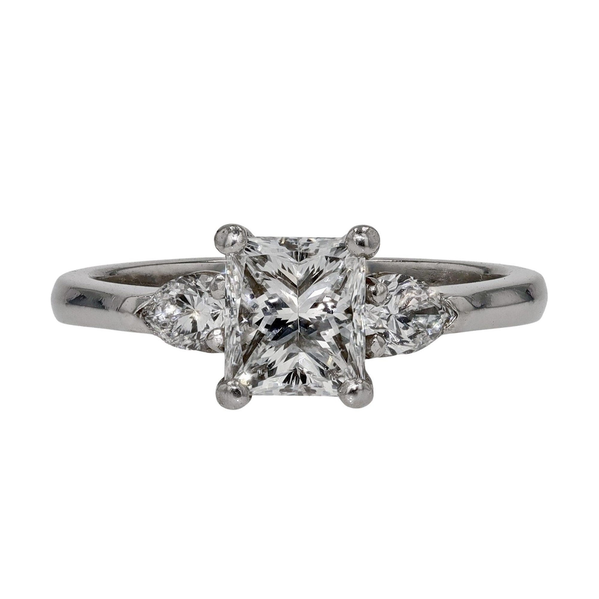 1.08 Carat Princess Cut Diamond 3 Stone Engagement Ring