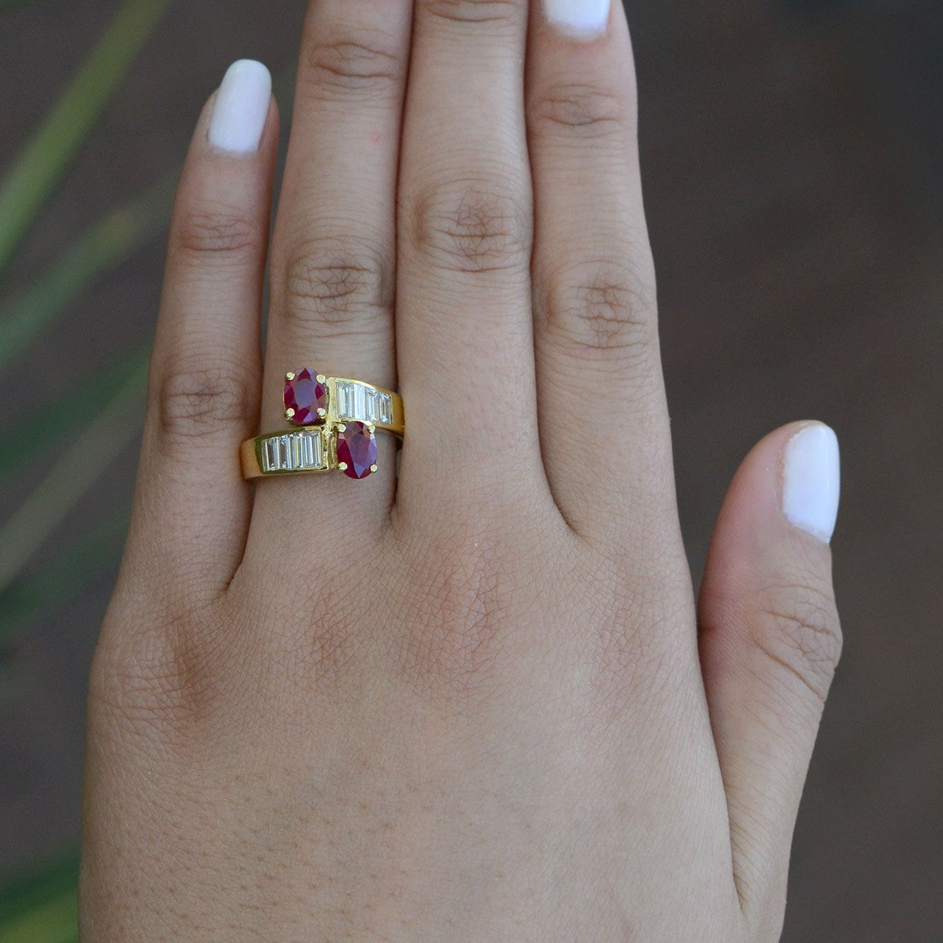 2 Stone Toi Et Moi Diamond & Ruby Engagement Ring