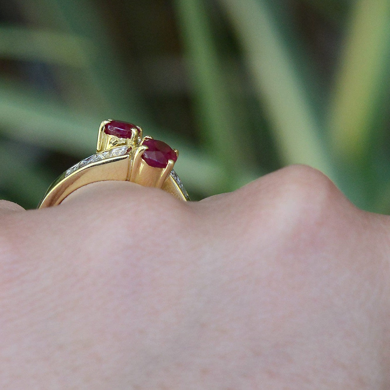 2 Stone Toi Et Moi Diamond & Ruby Engagement Ring