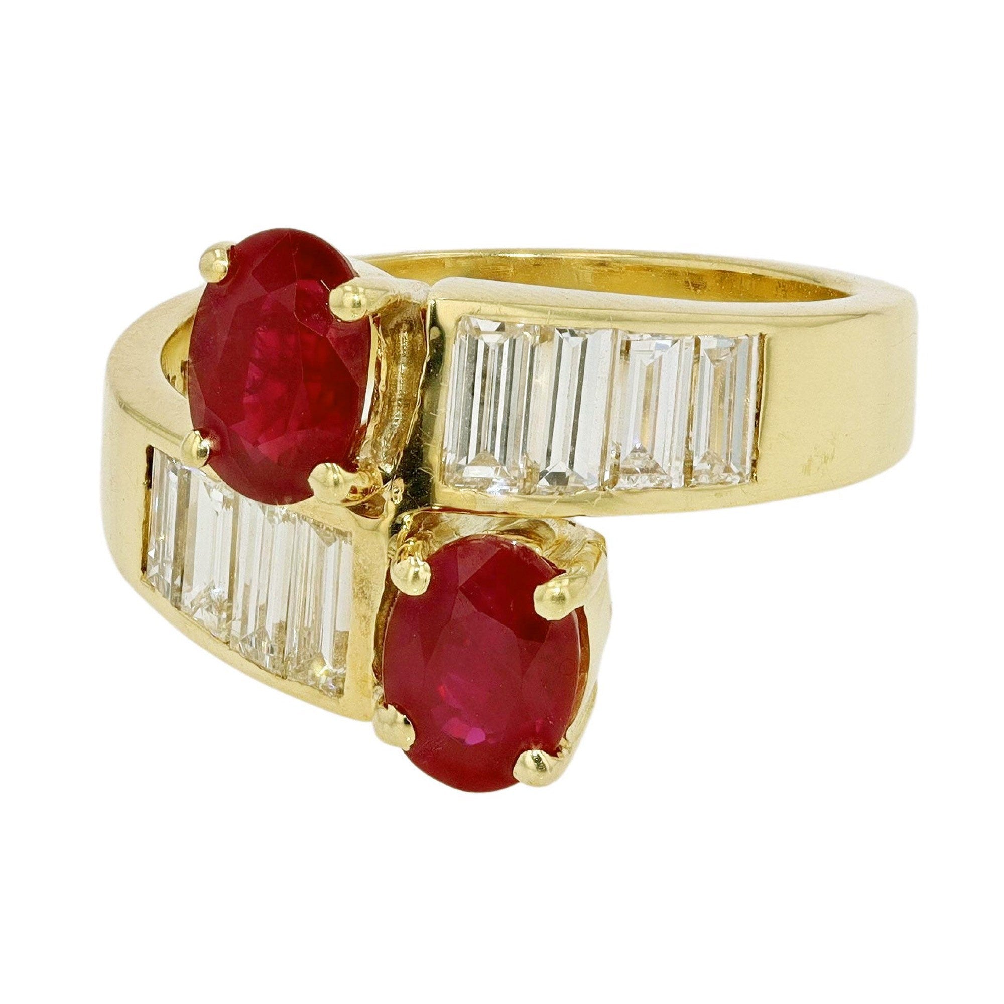 2 Stone Toi Et Moi Diamond & Ruby Engagement Ring