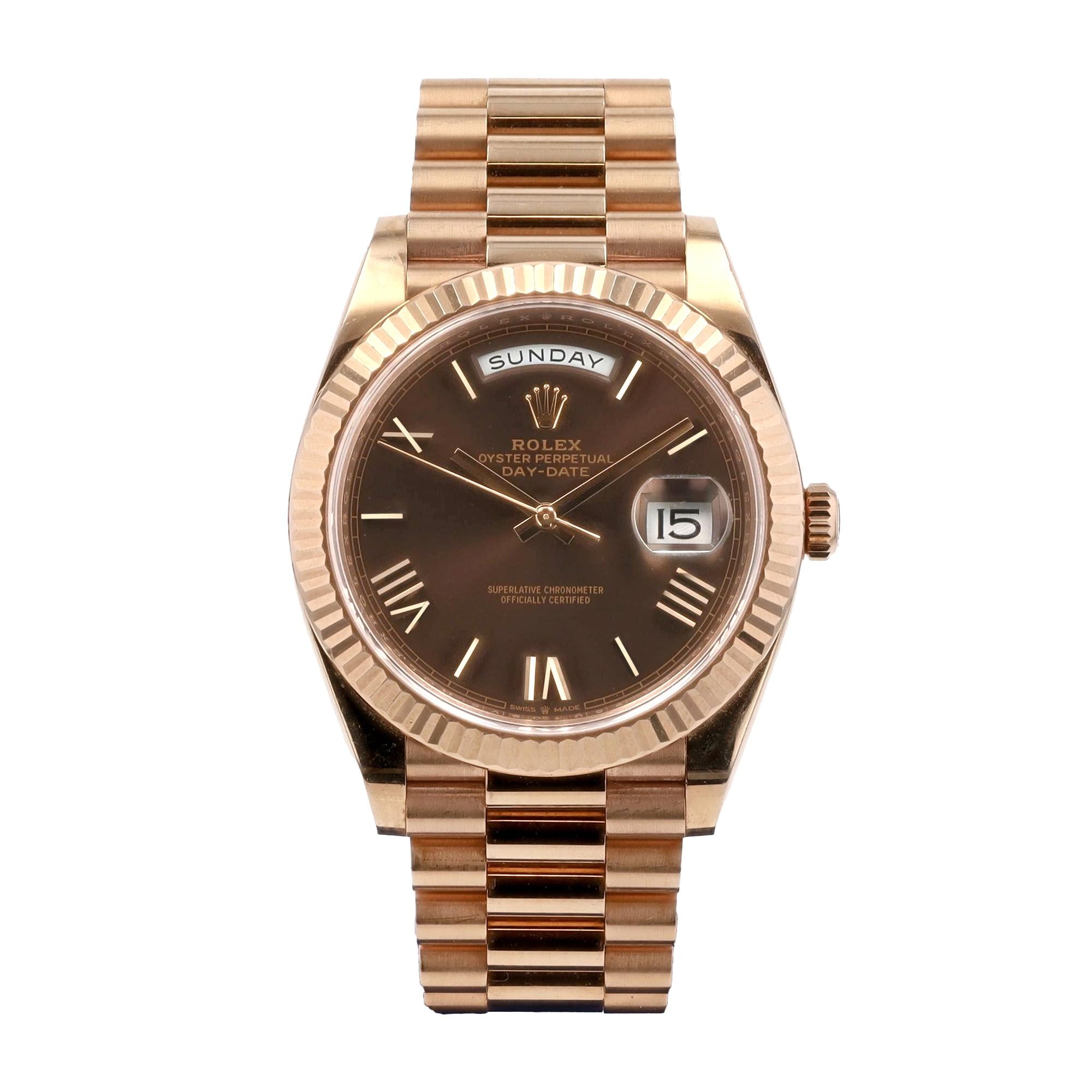 18k Rose Gold Rolex Day-Date 40mm Watch #228235