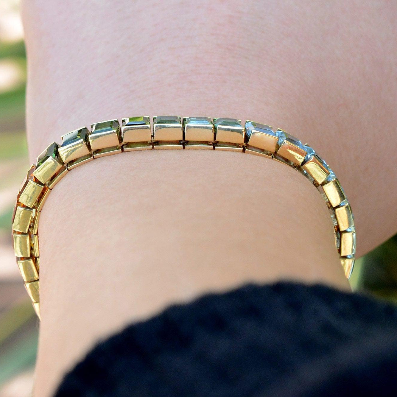 25 Carat Rainbow Gemstone Unisex Tourmaline Tennis Bracelet