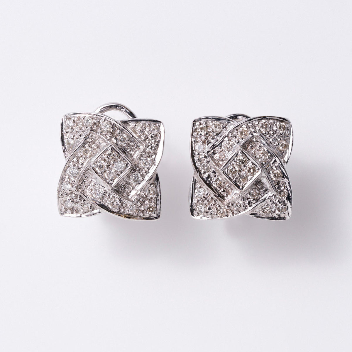 Estate 14k White Gold 0.50ct Pavè Diamond Knot Earrings