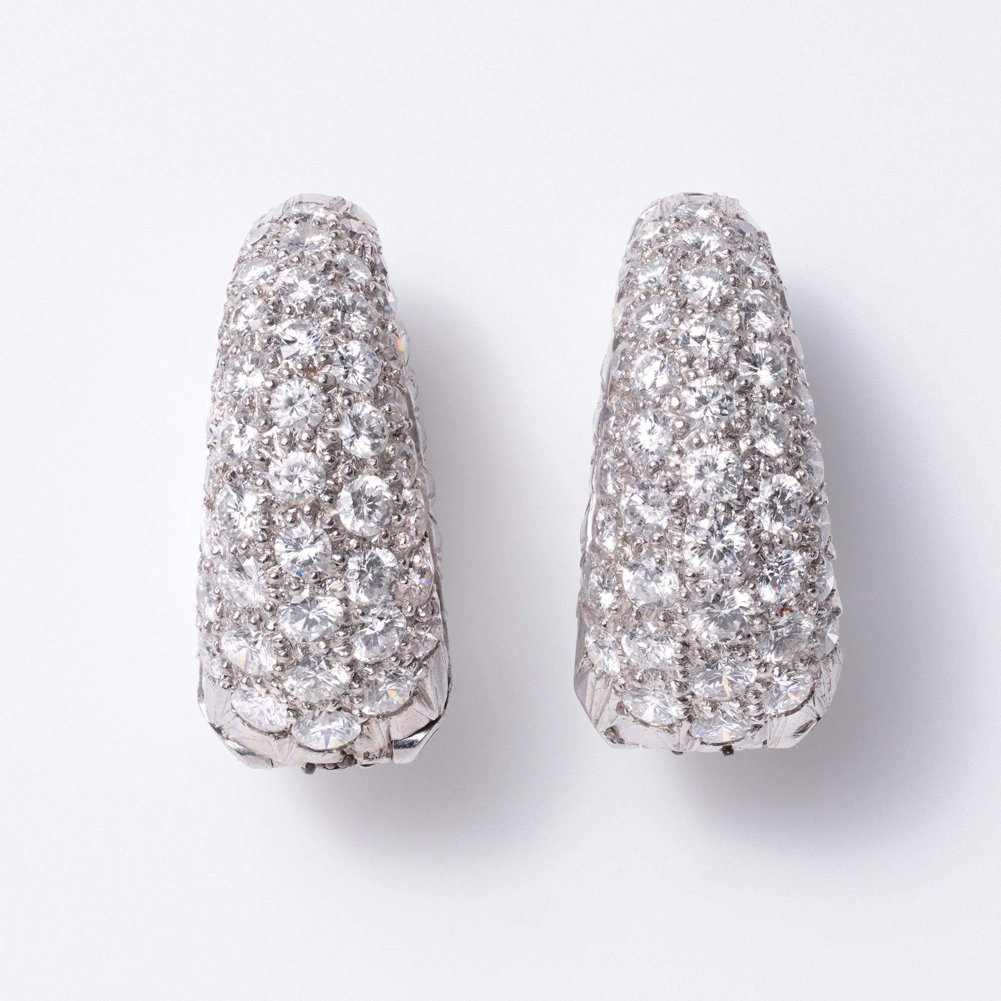 Estate 6 Carat Diamond Pavè Platinum Double-Sided Huggie Earclips