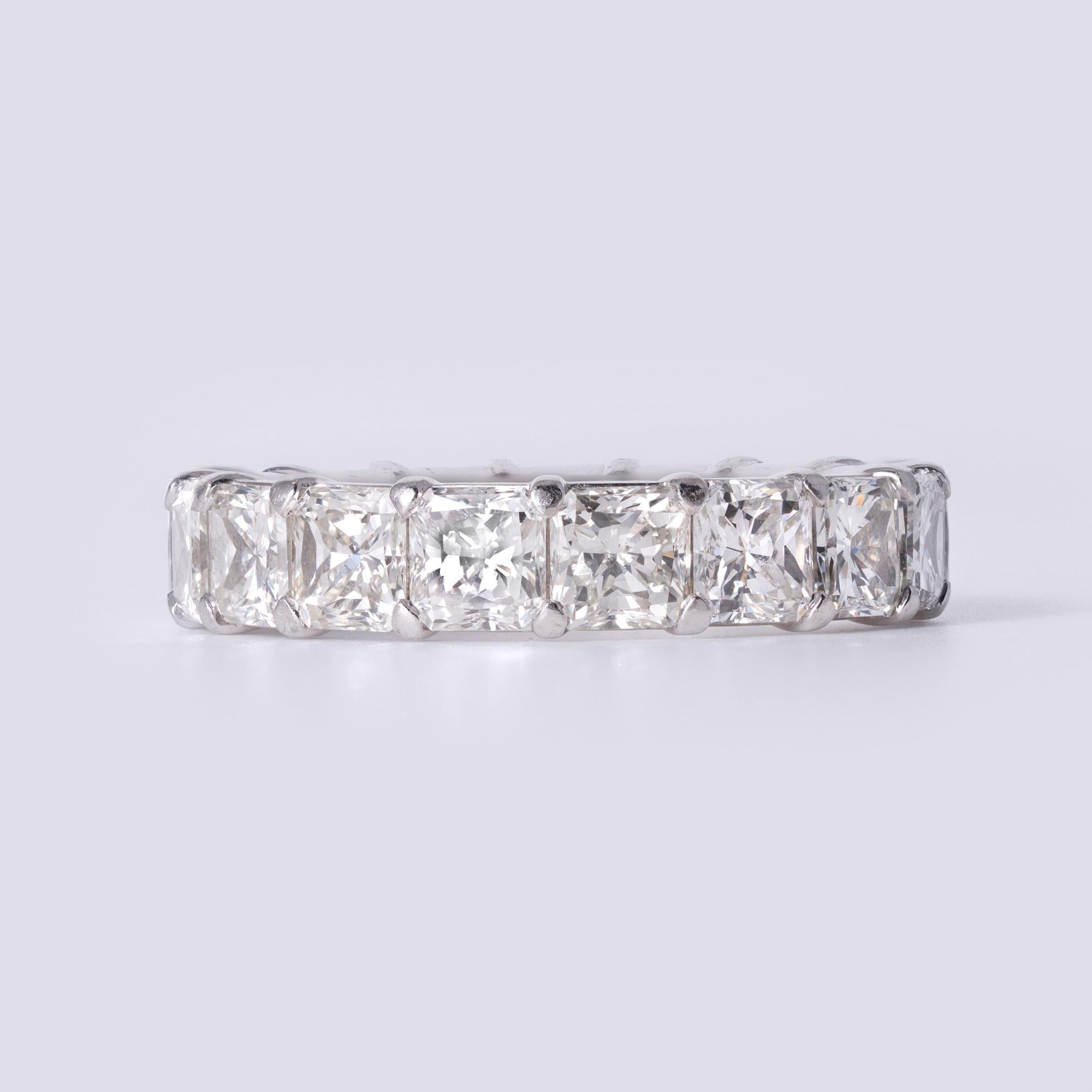Estate 6.75 Carat Cushion Cut Diamond Eternity Band Platinum Size 6.5